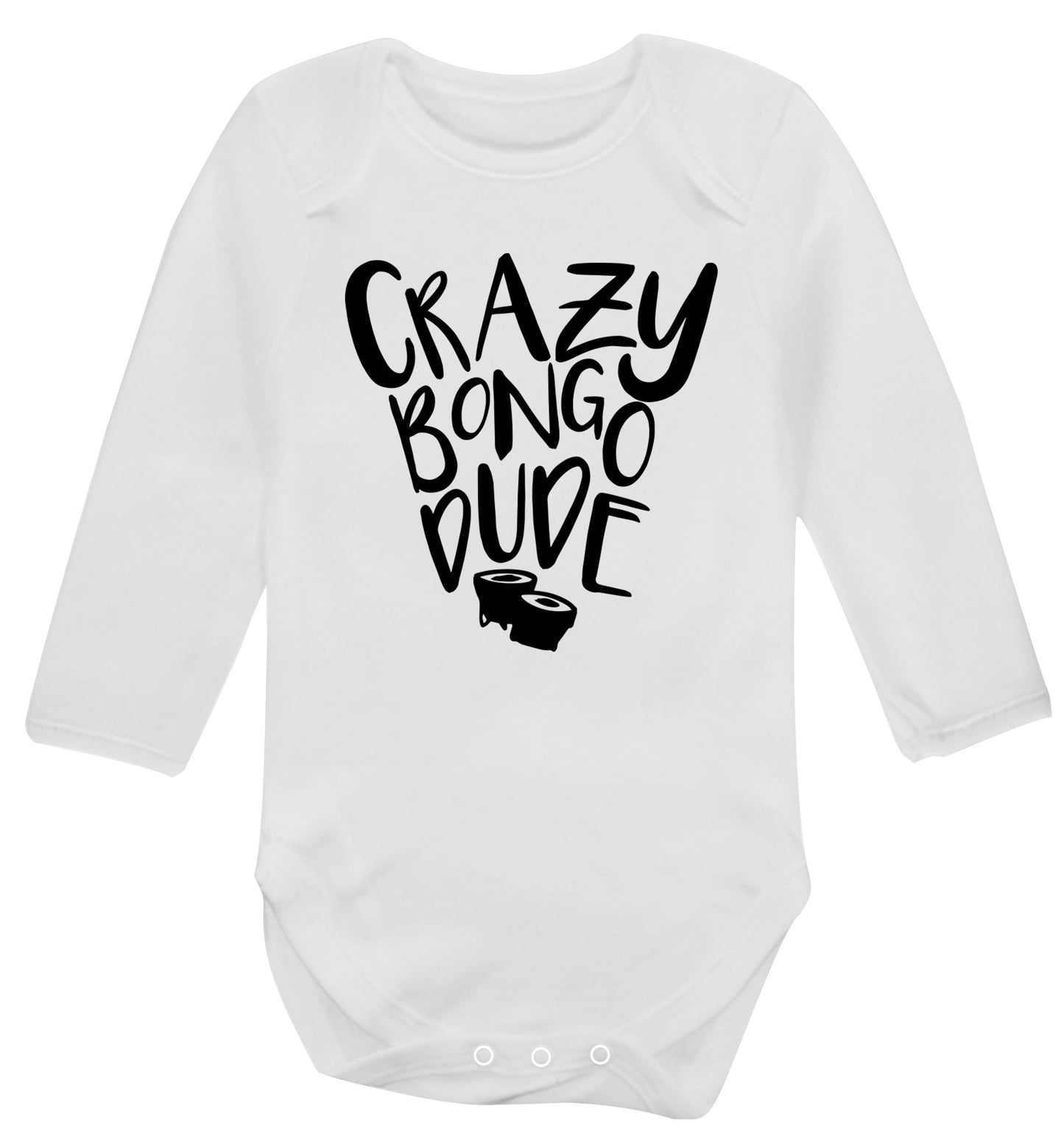 Crazy bongo dude Baby Vest long sleeved white 6-12 months