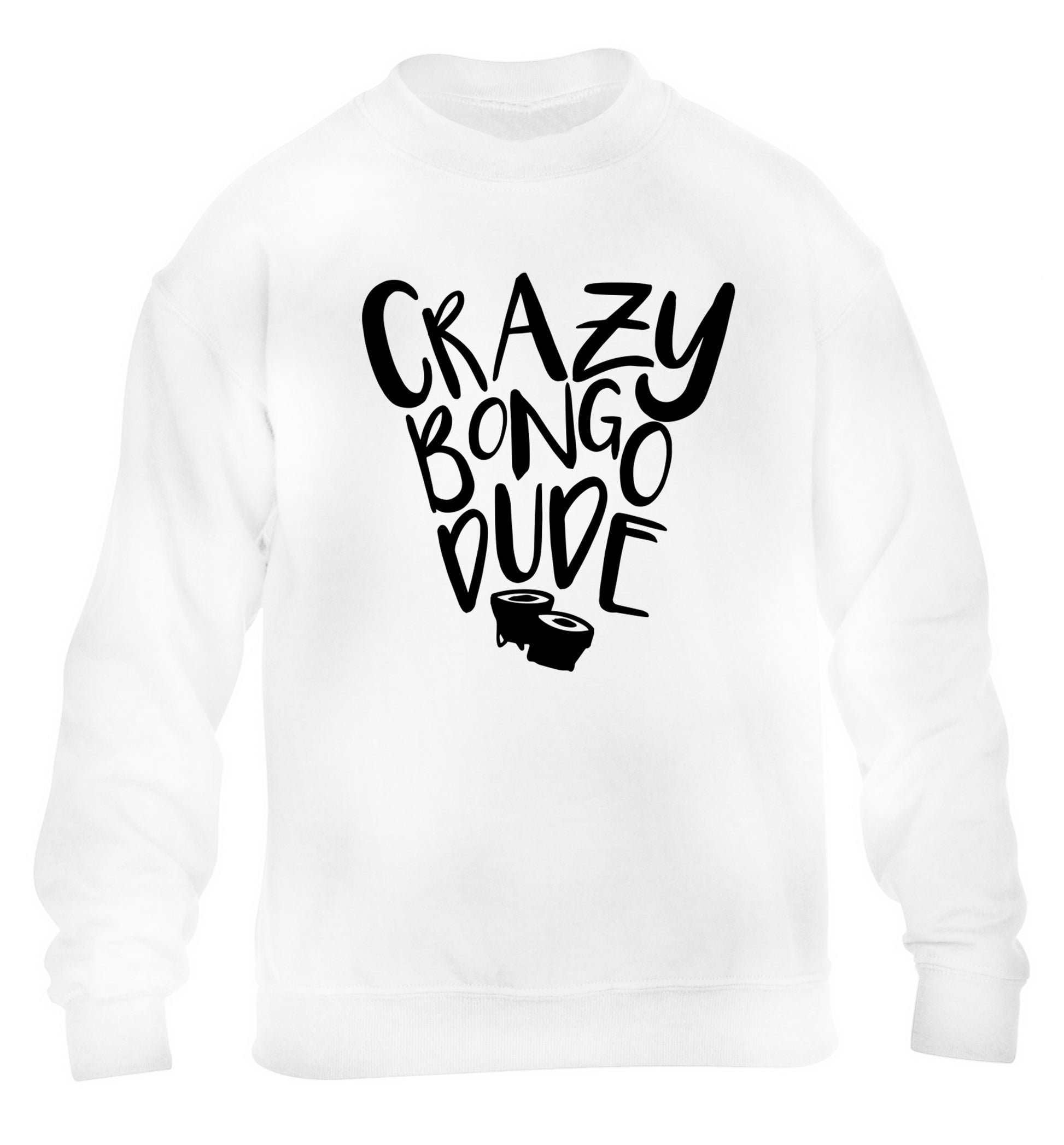 Crazy bongo dude children's white sweater 12-14 Years