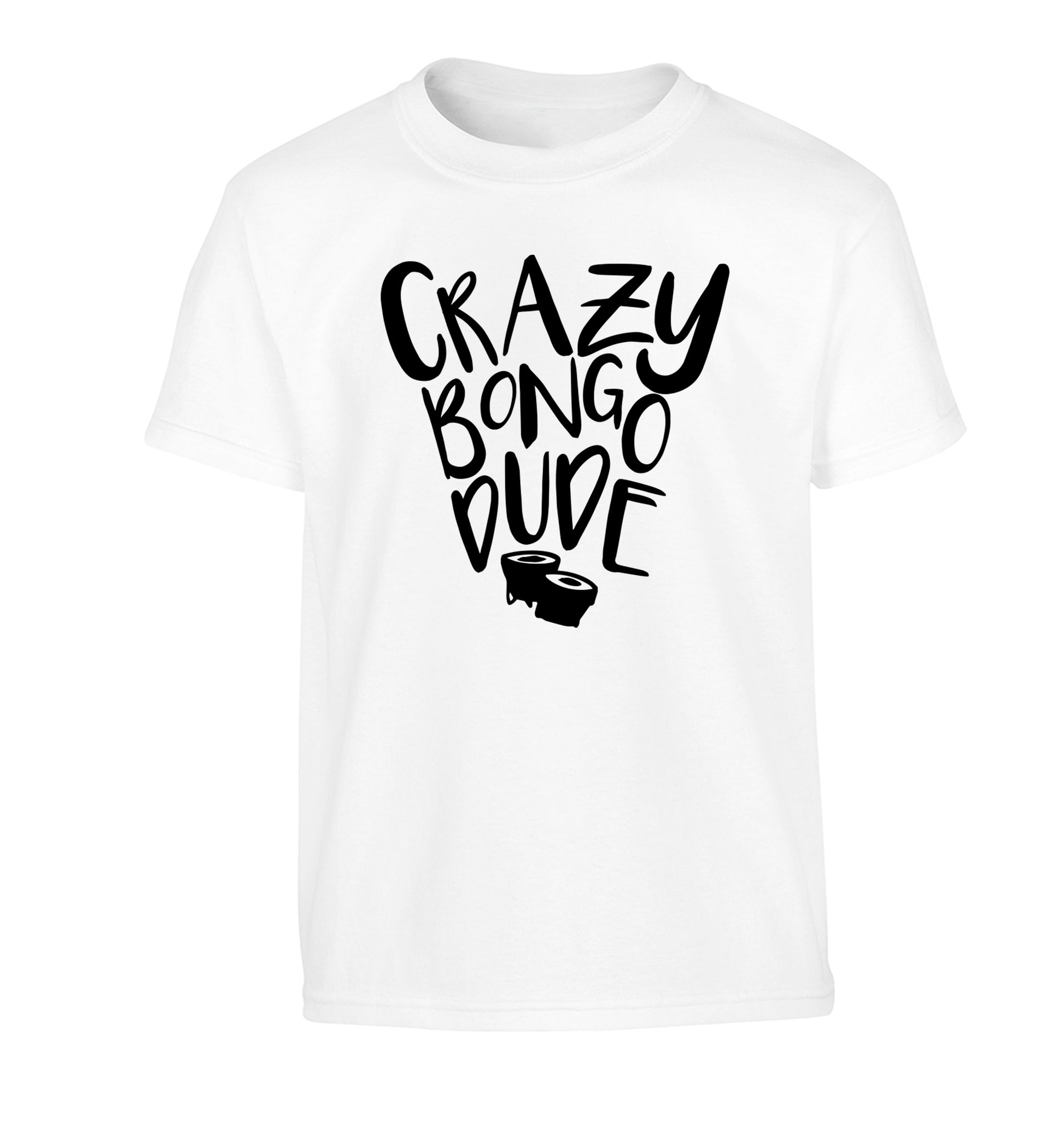Crazy bongo dude Children's white Tshirt 12-14 Years