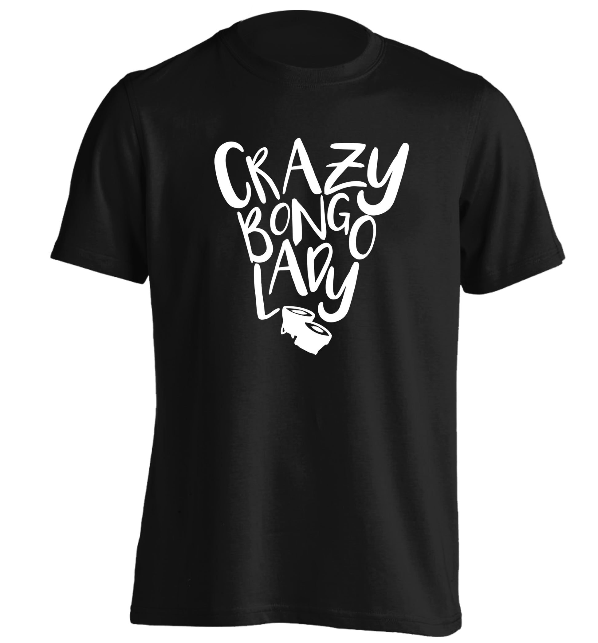 Crazy bongo lady adults unisex black Tshirt 2XL