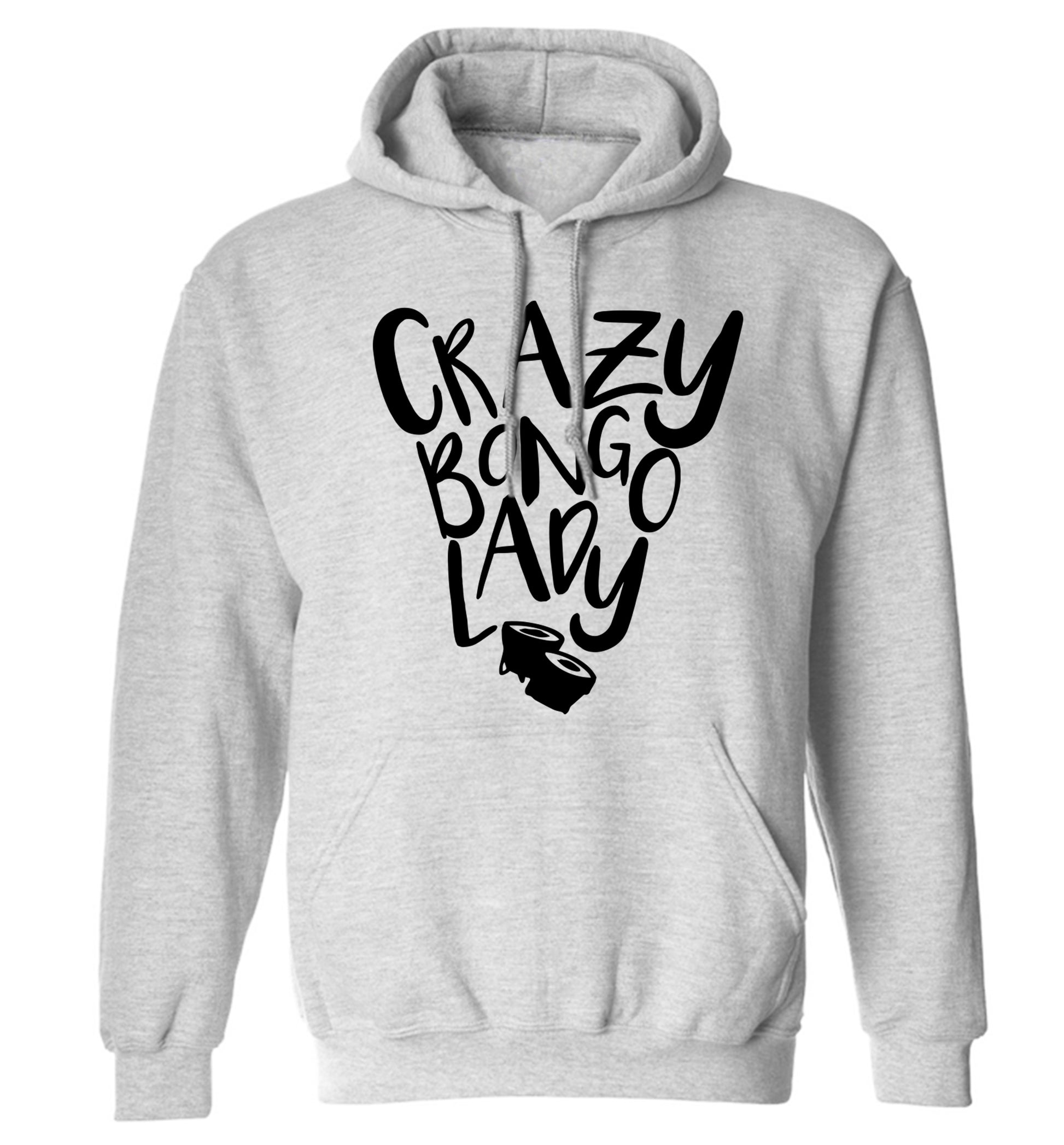 Crazy bongo lady adults unisex grey hoodie 2XL
