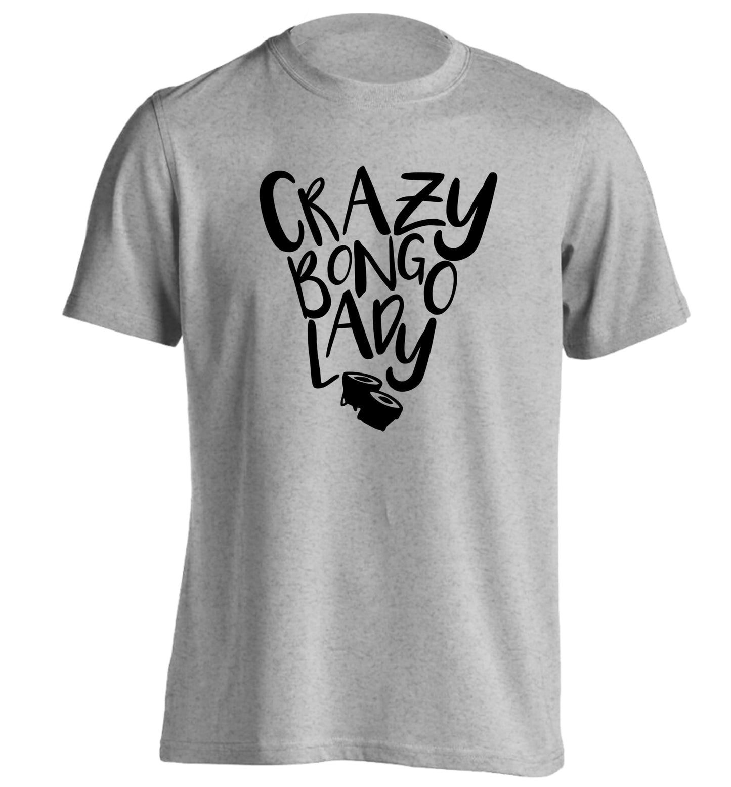 Crazy bongo lady adults unisex grey Tshirt 2XL