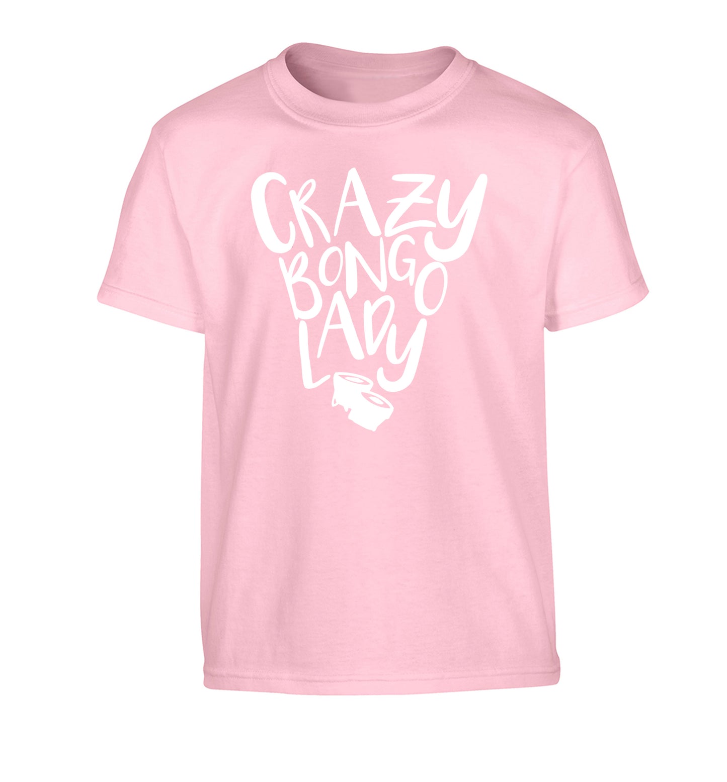 Crazy bongo lady Children's light pink Tshirt 12-14 Years