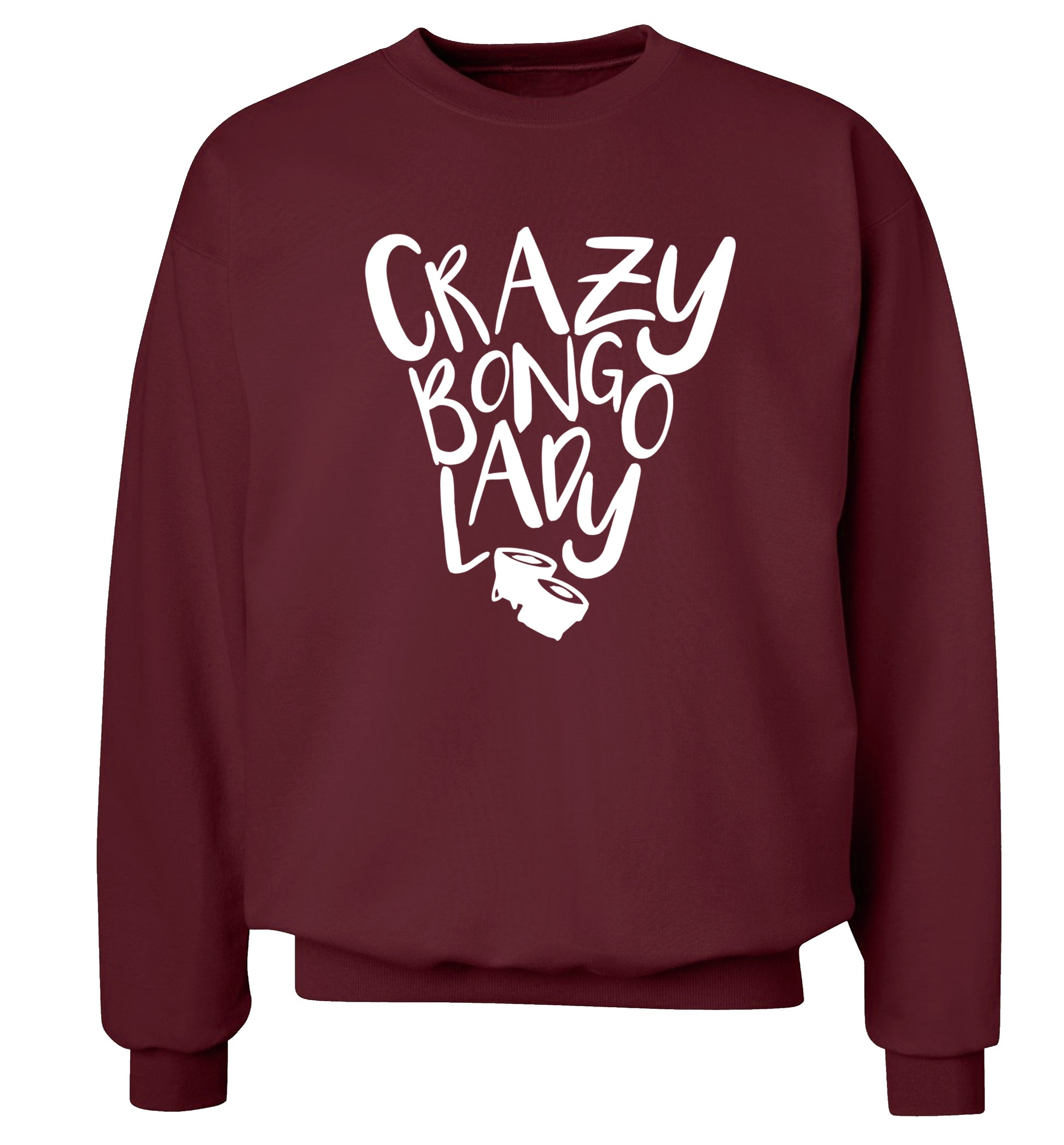 Crazy bongo lady Adult's unisex maroon Sweater 2XL