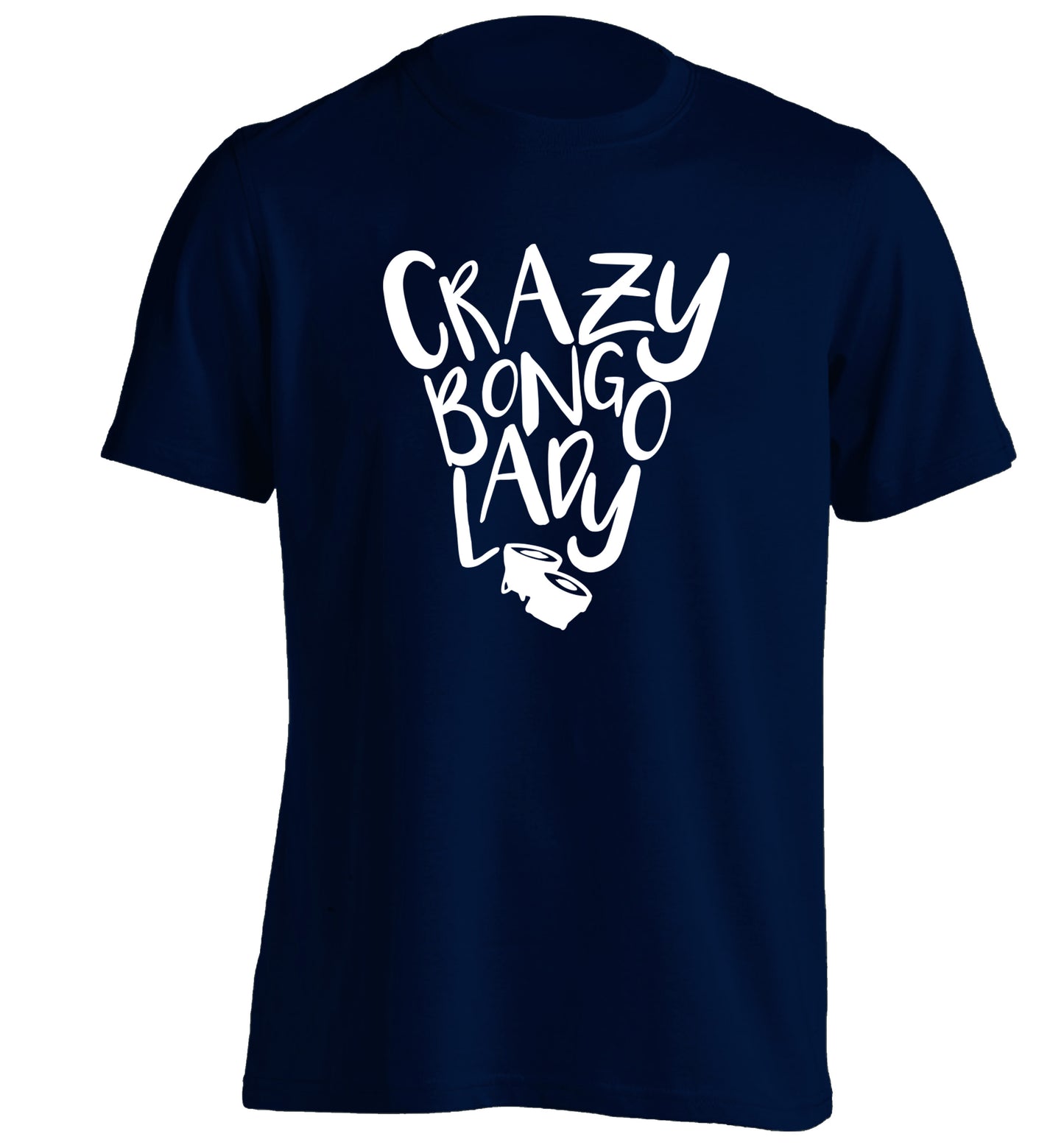 Crazy bongo lady adults unisex navy Tshirt 2XL