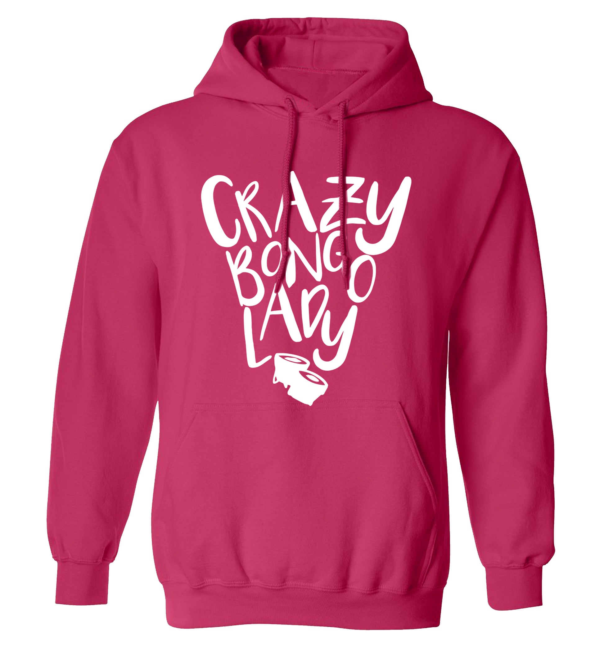 Crazy bongo lady adults unisex pink hoodie 2XL