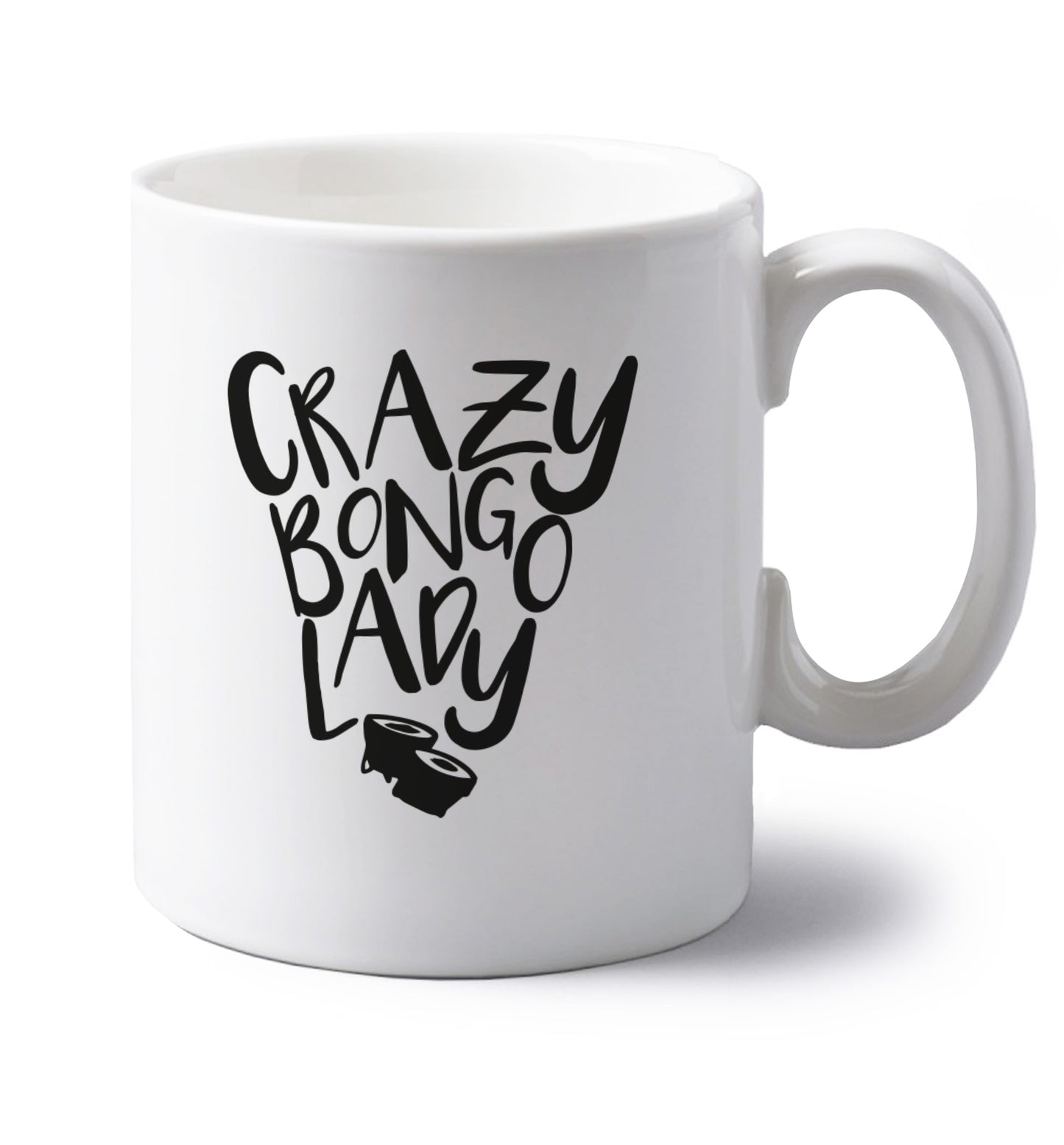 Crazy bongo lady left handed white ceramic mug 