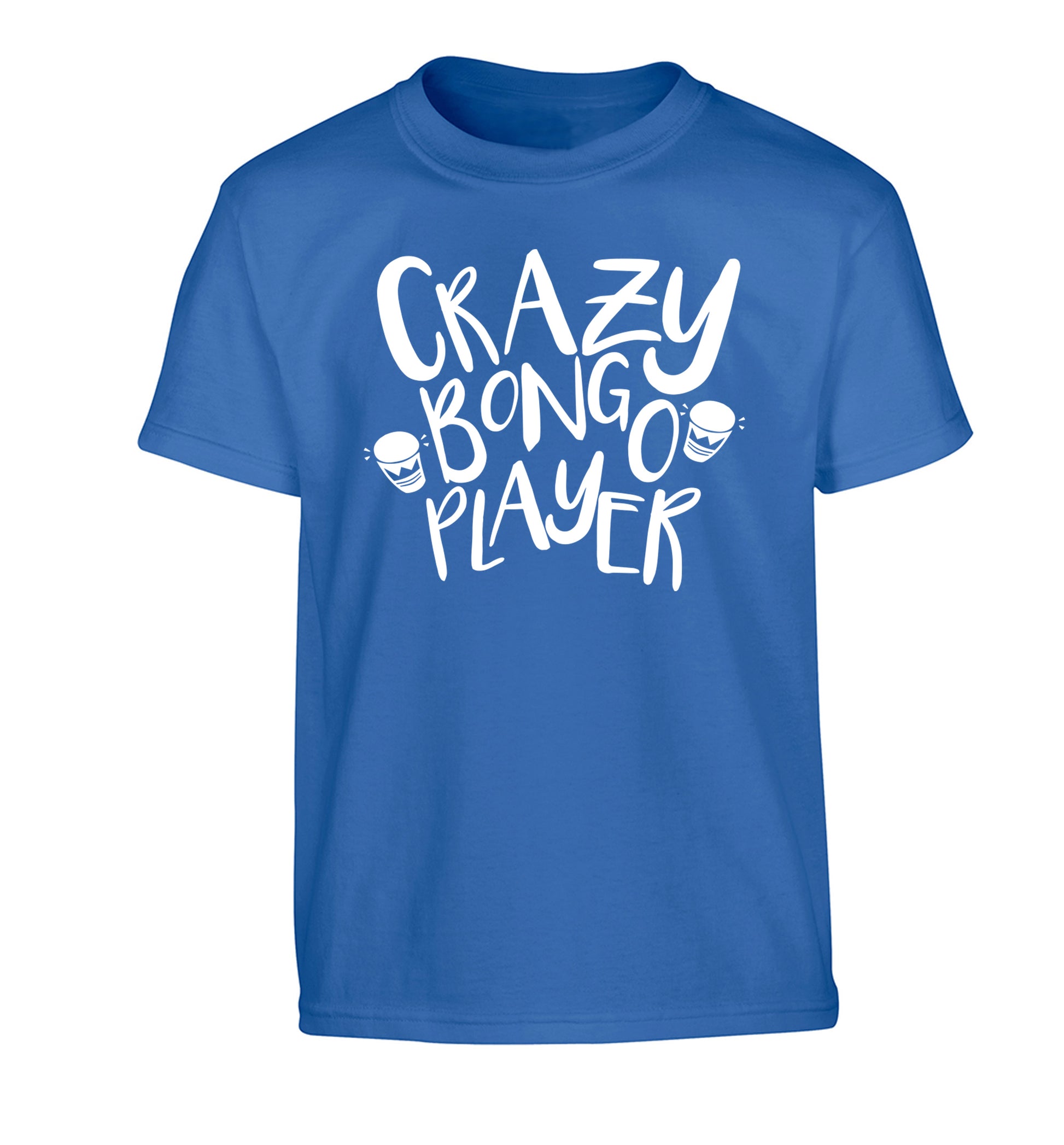 Crazy bongo player Children's blue Tshirt 12-14 Years