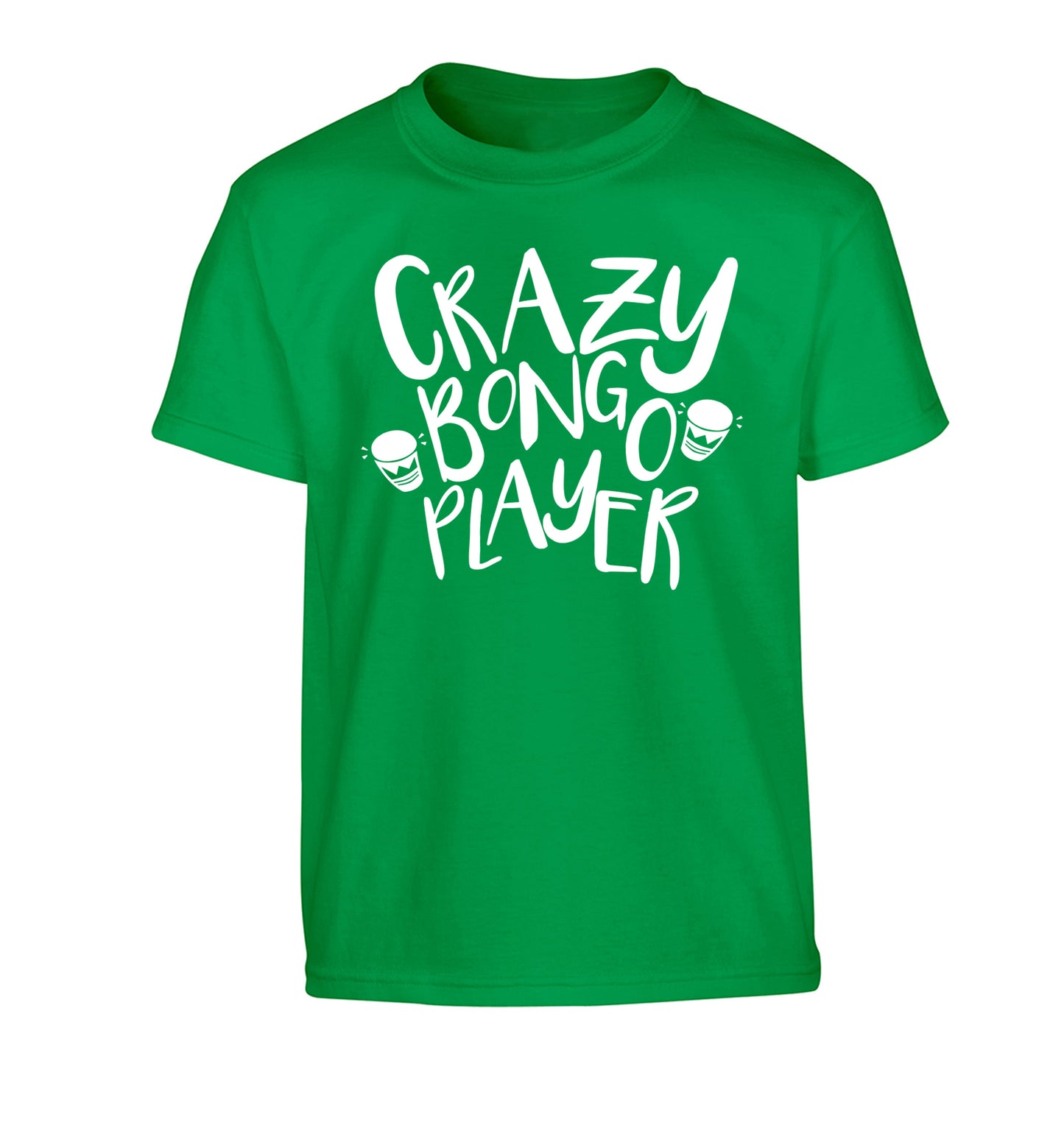 Crazy bongo player Children's green Tshirt 12-14 Years