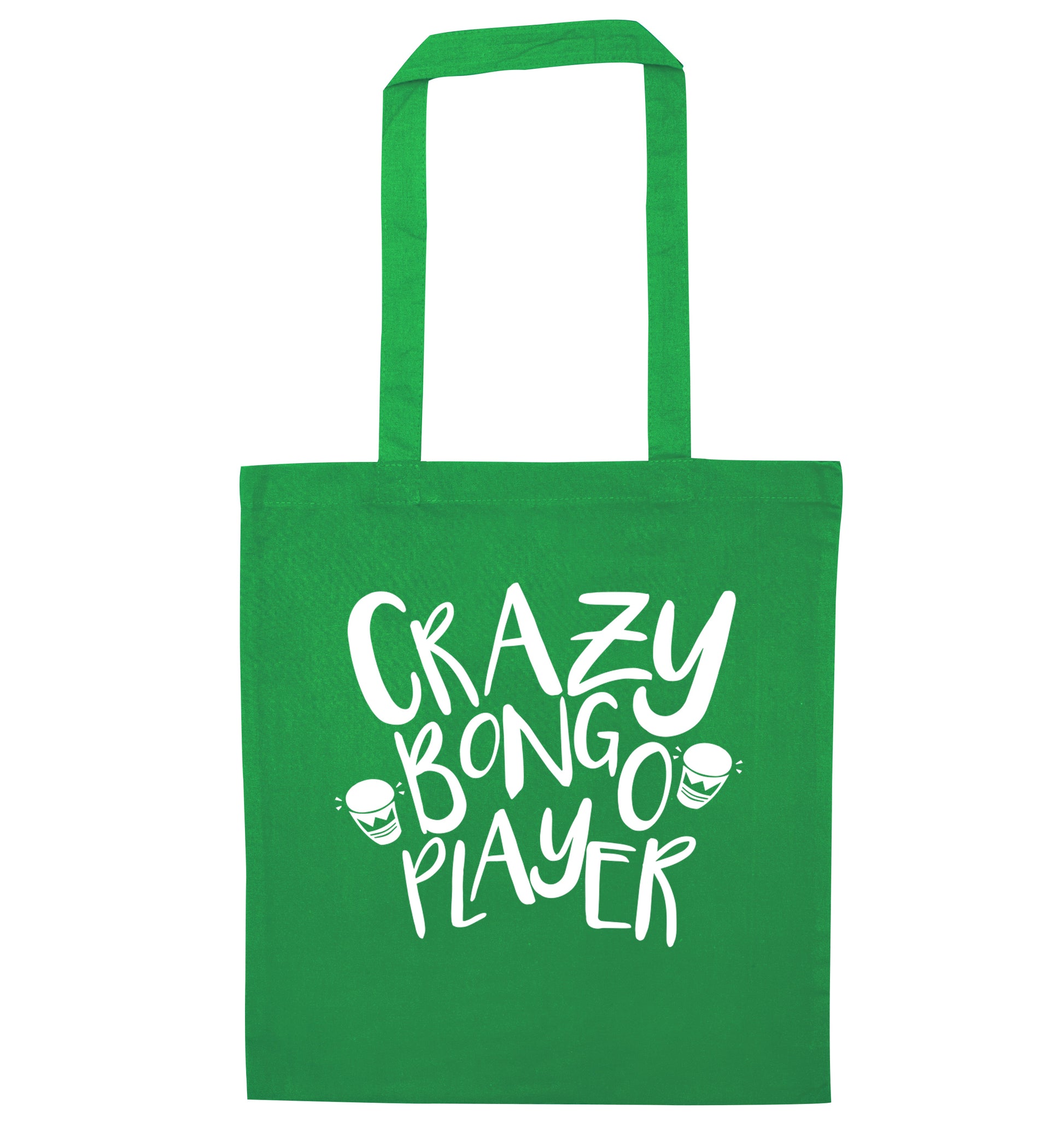 Crazy bongo player green tote bag