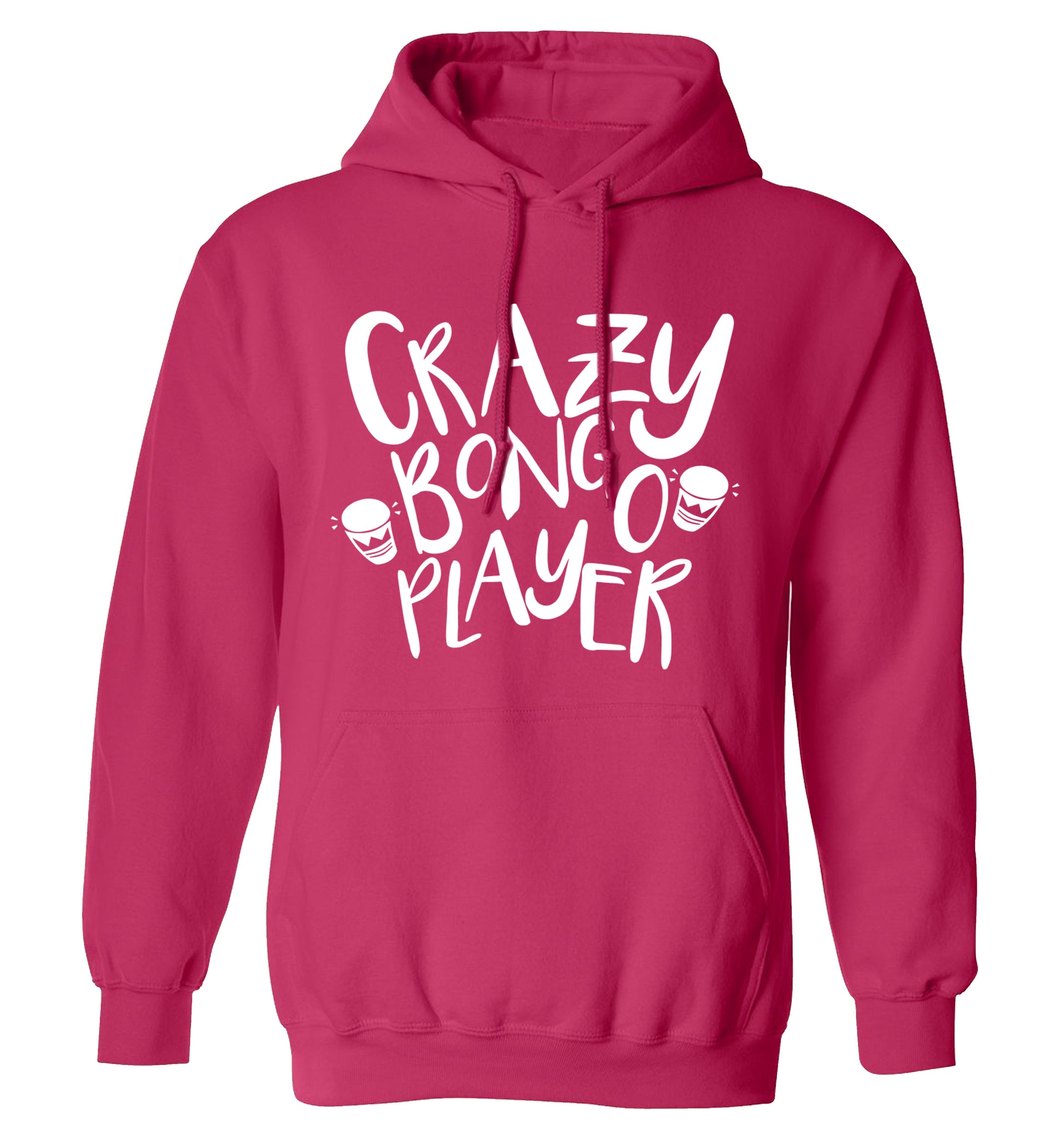 Crazy bongo player adults unisex pink hoodie 2XL