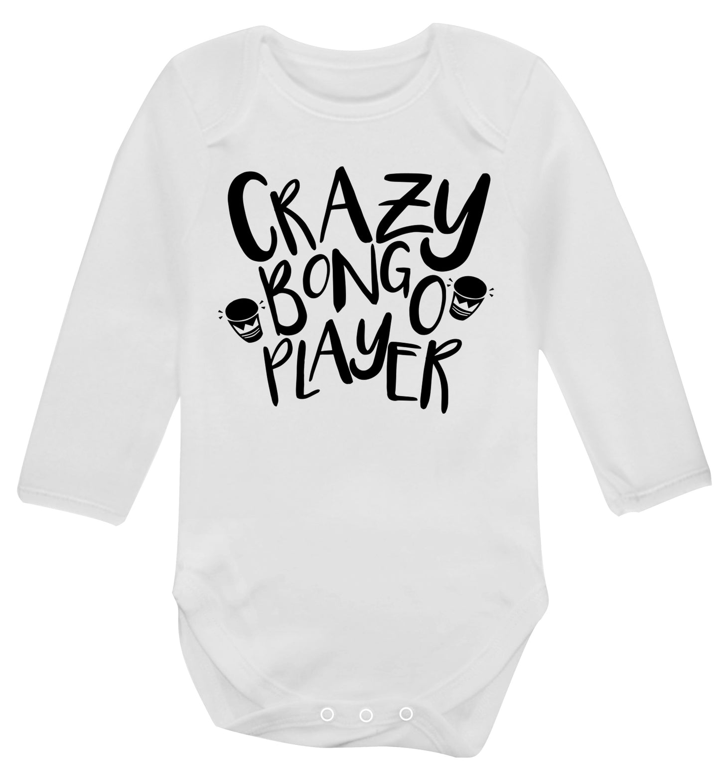 Crazy bongo player Baby Vest long sleeved white 6-12 months