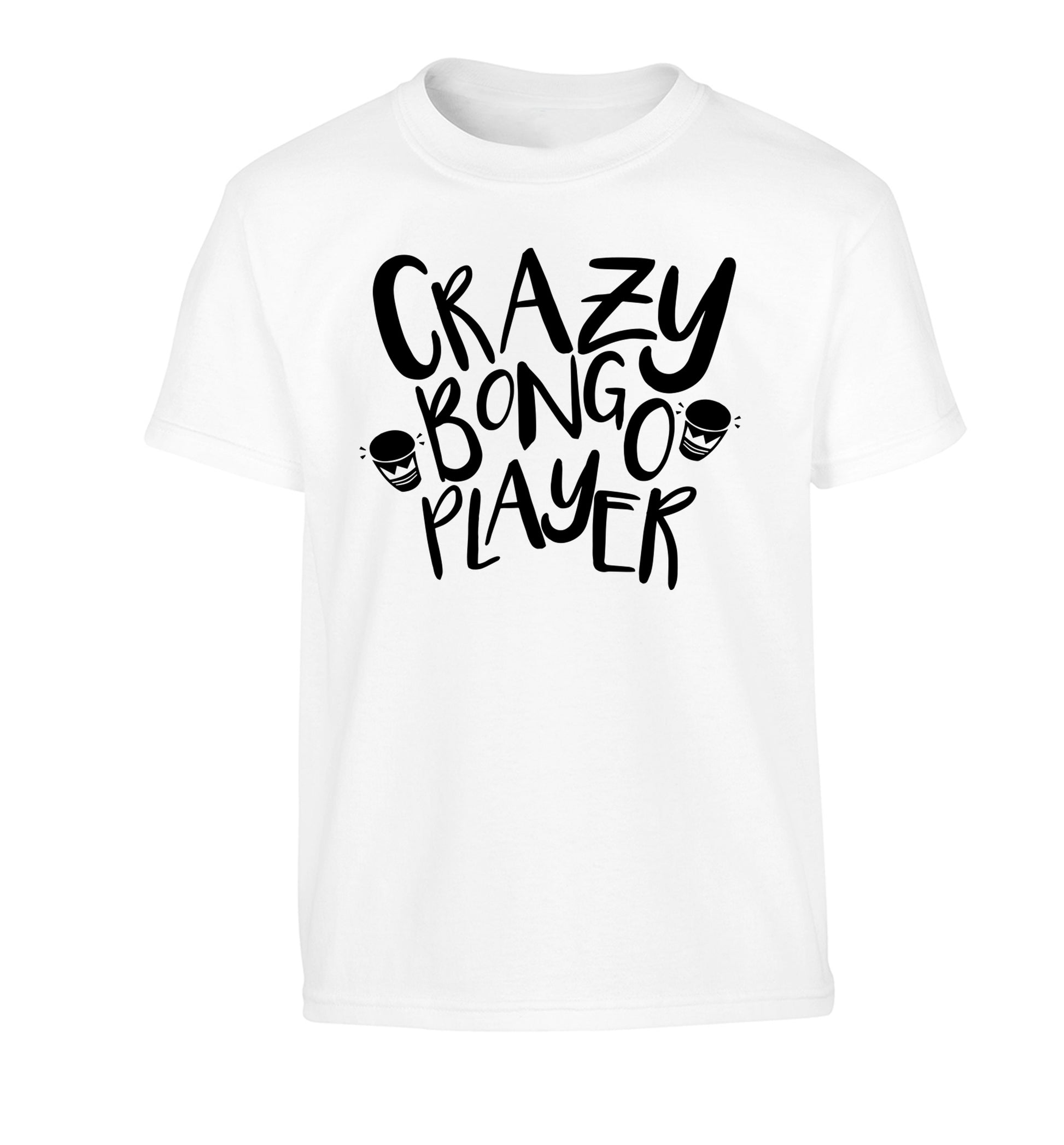 Crazy bongo player Children's white Tshirt 12-14 Years