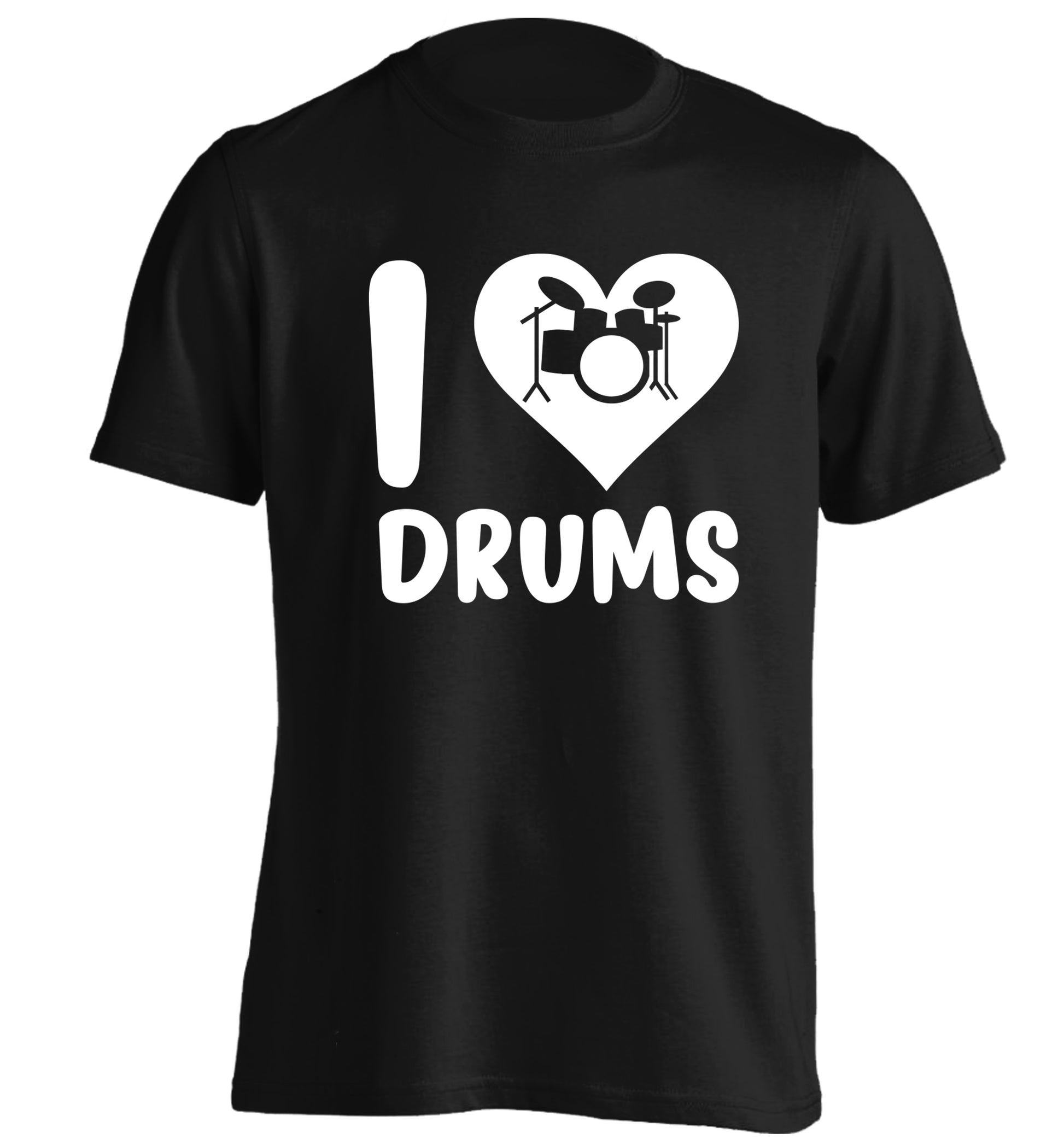 I love drums adults unisex black Tshirt 2XL