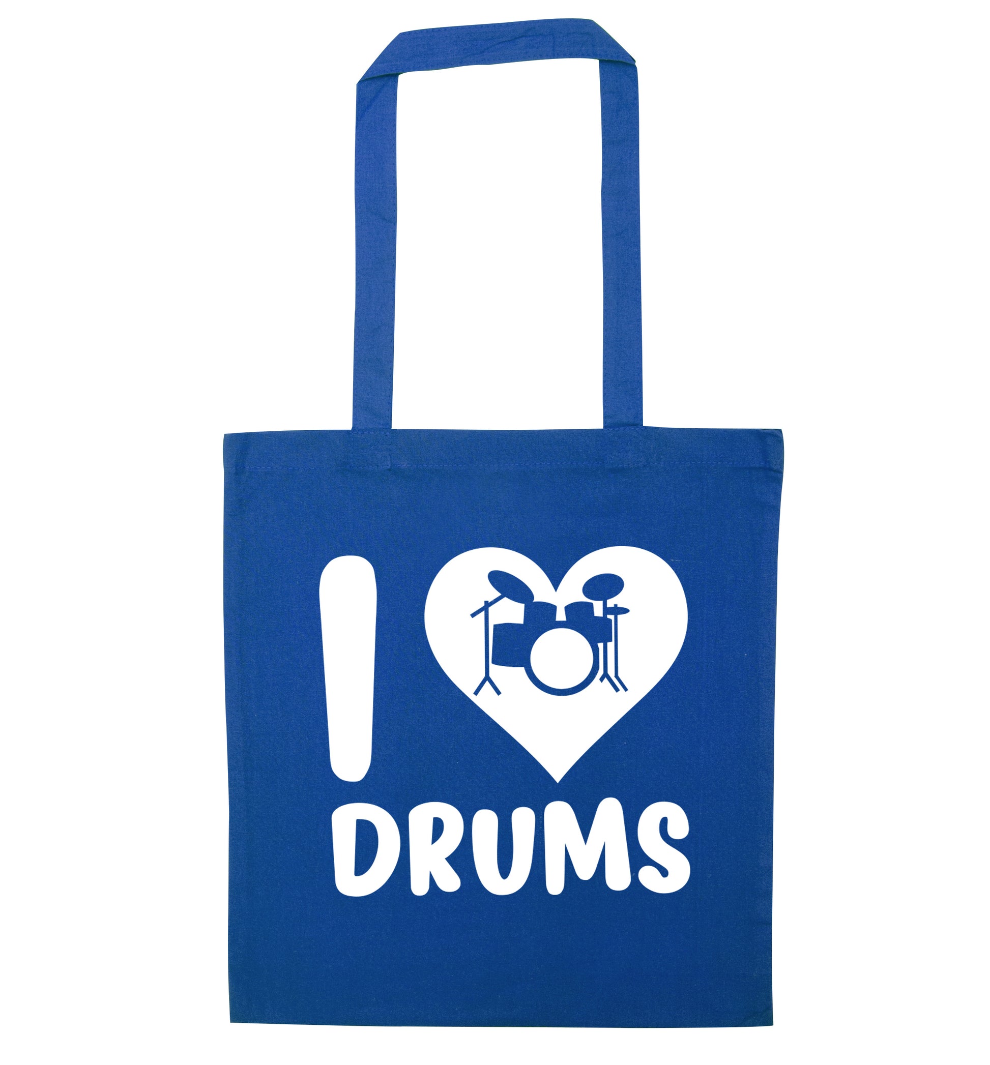 I love drums blue tote bag