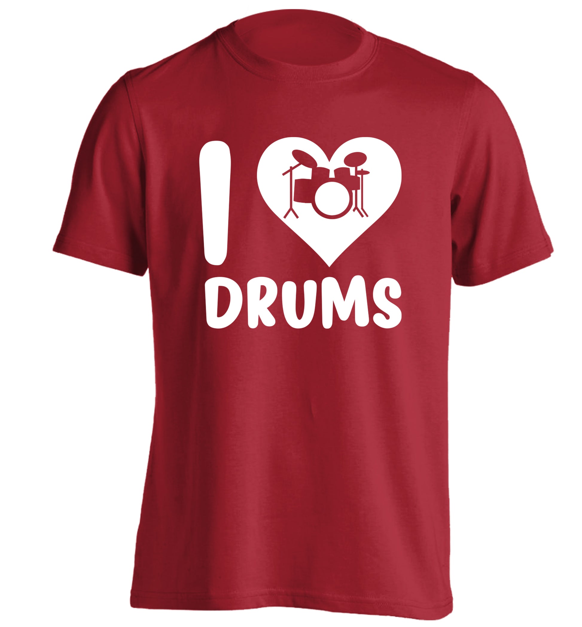 I love drums adults unisex red Tshirt 2XL