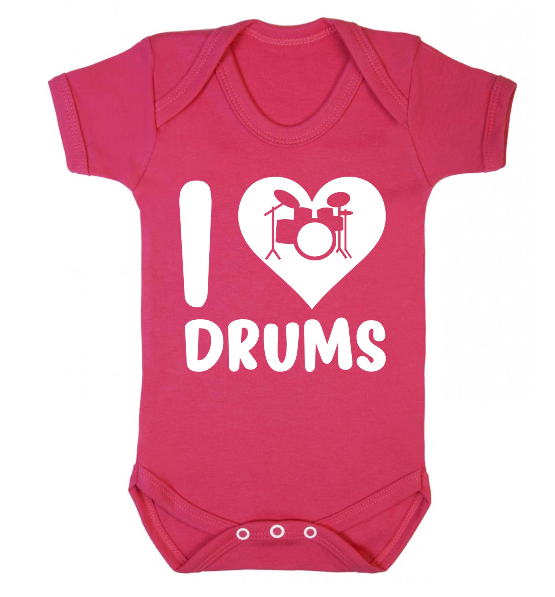 I love drums Baby Vest dark pink 18-24 months