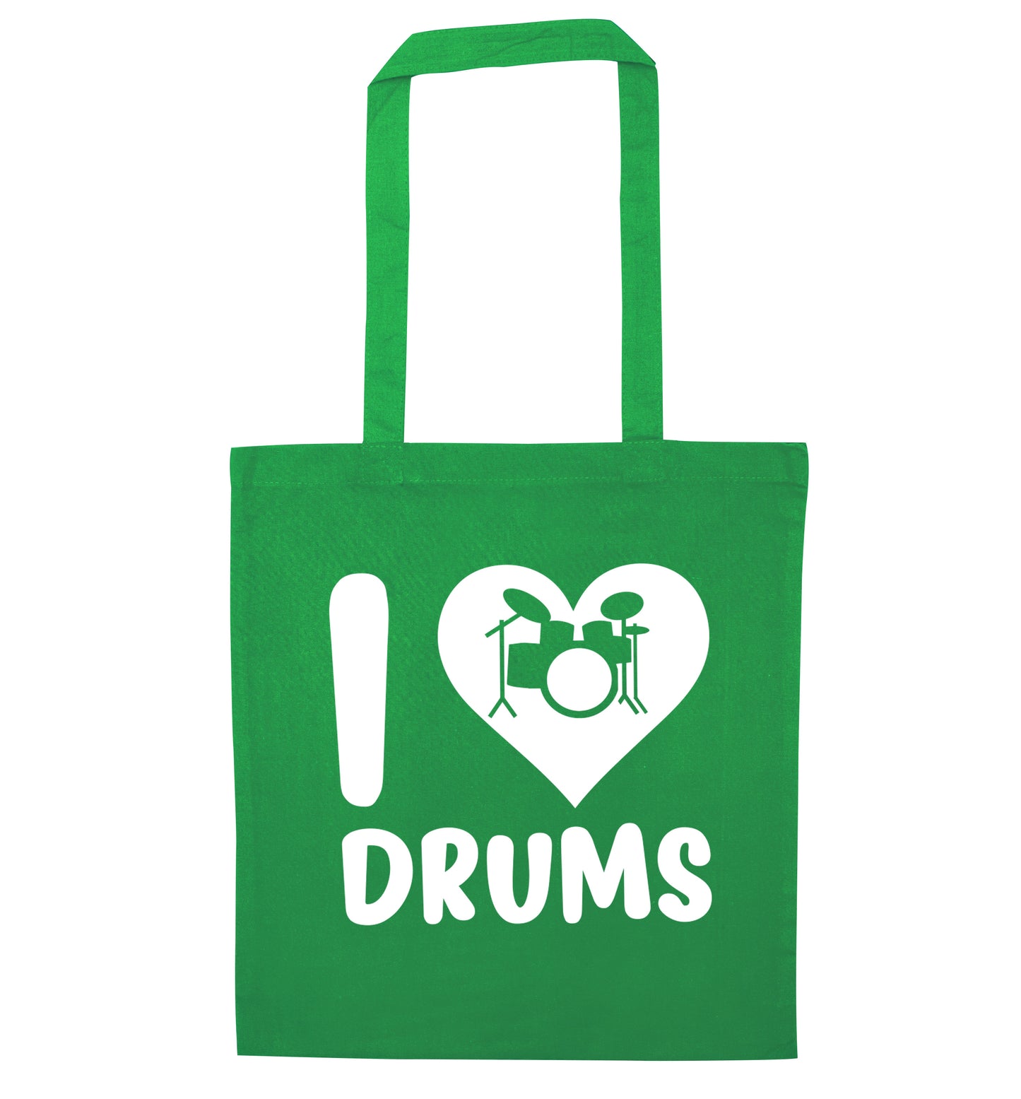 I love drums green tote bag