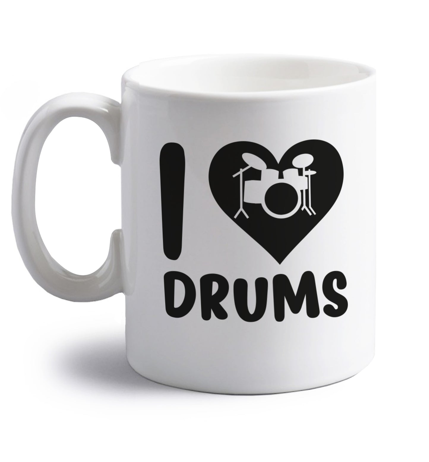 I love drums right handed white ceramic mug 