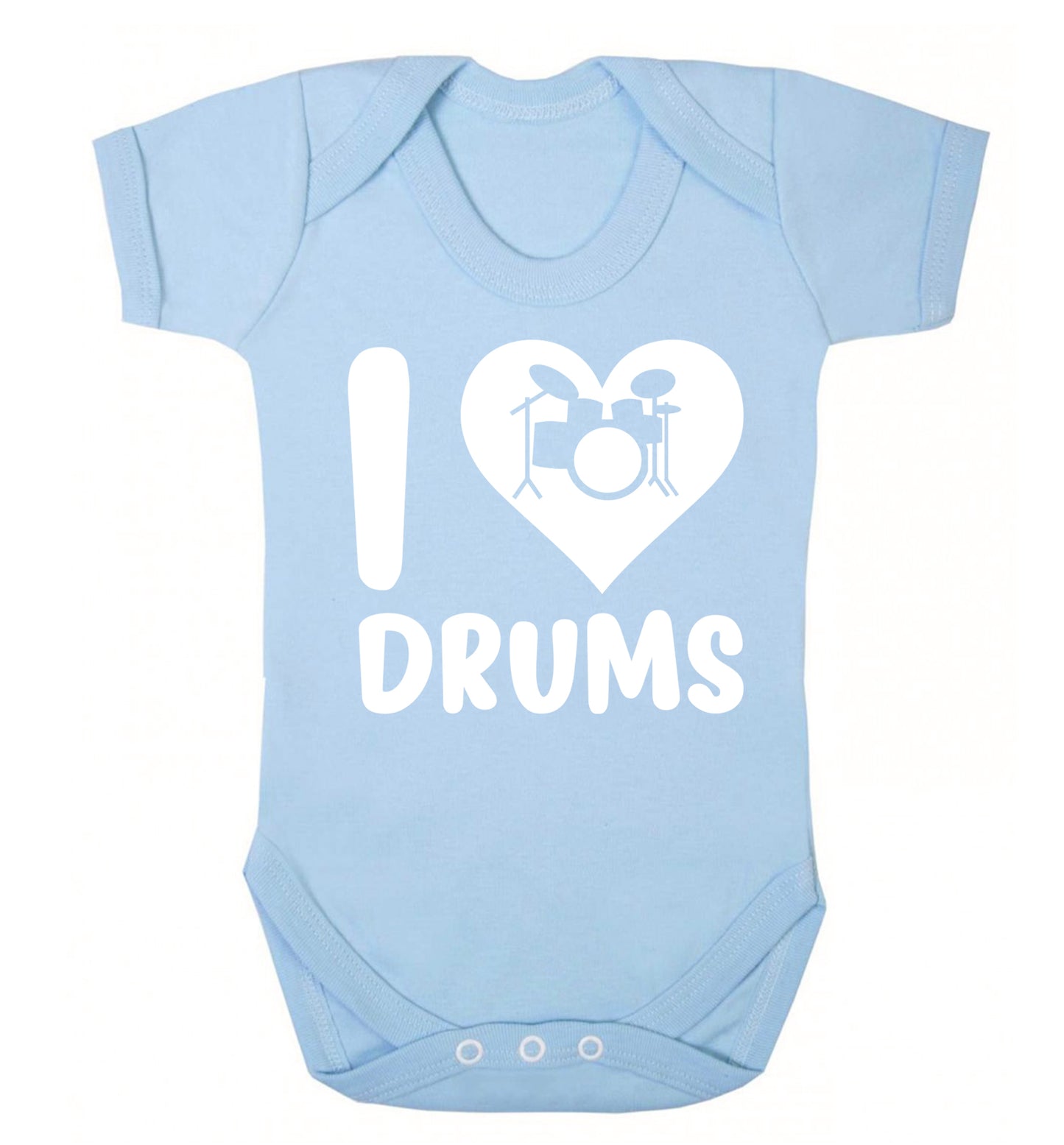 I love drums Baby Vest pale blue 18-24 months