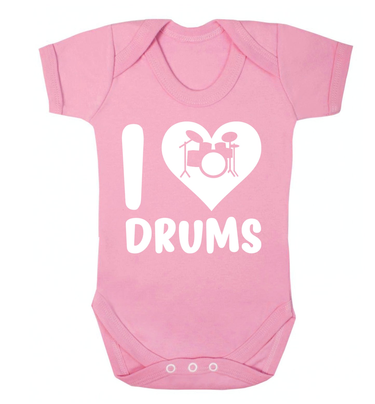 I love drums Baby Vest pale pink 18-24 months
