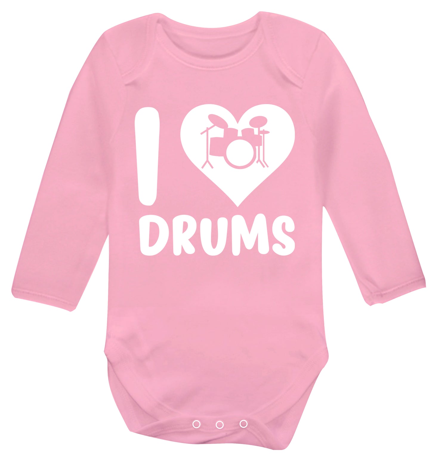 I love drums Baby Vest long sleeved pale pink 6-12 months