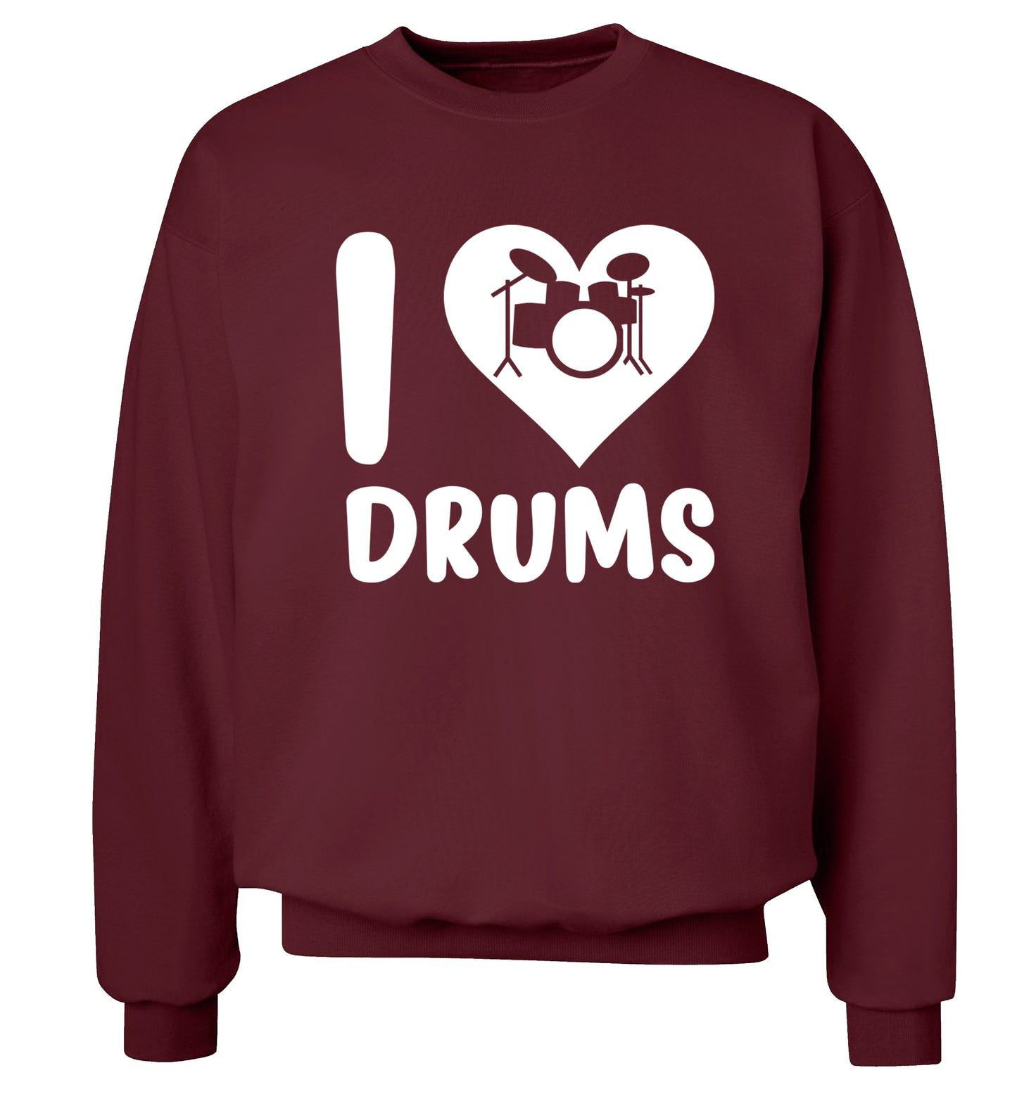 I love drums Adult's unisex maroon Sweater 2XL