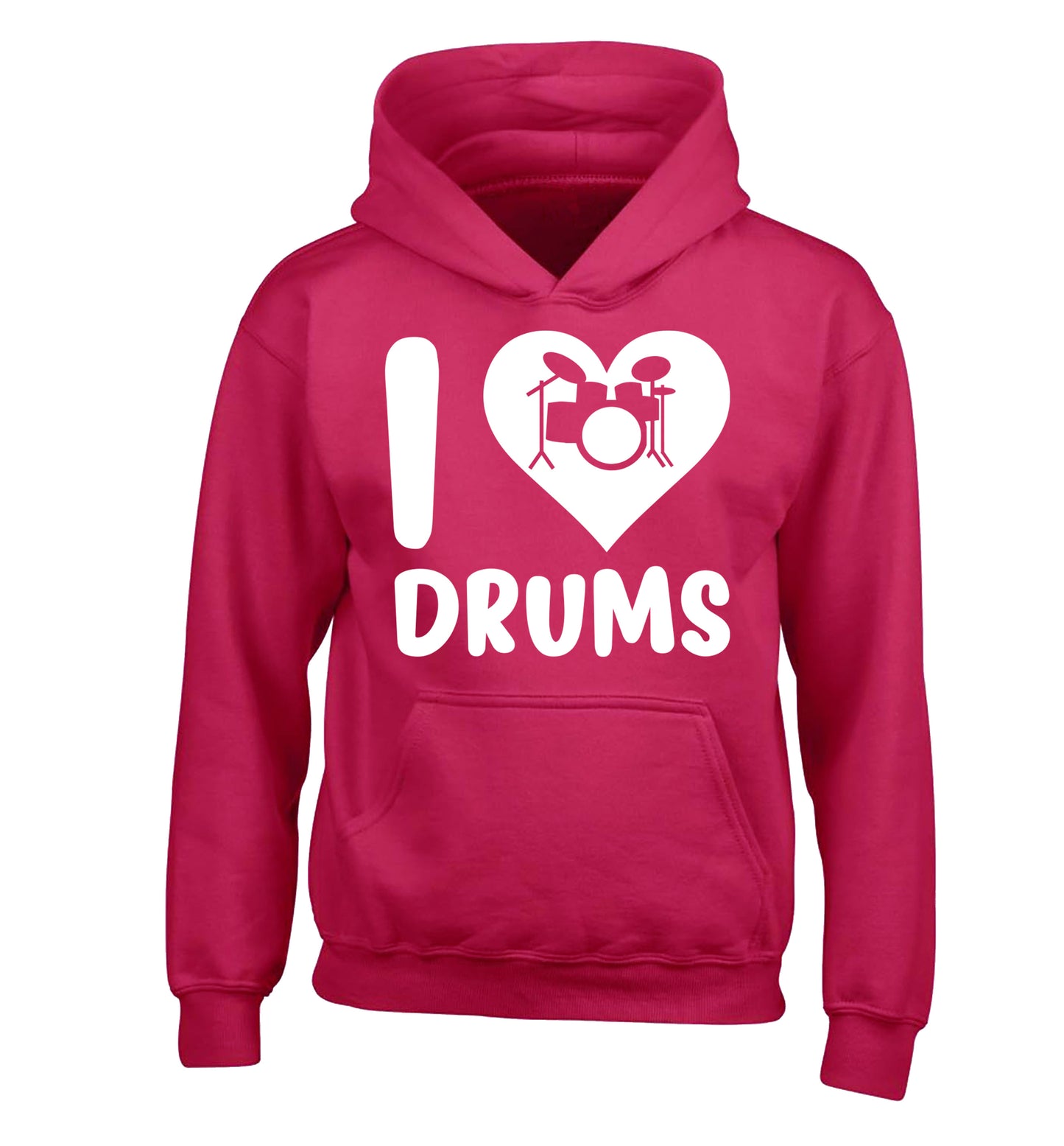 I love drums children's pink hoodie 12-14 Years