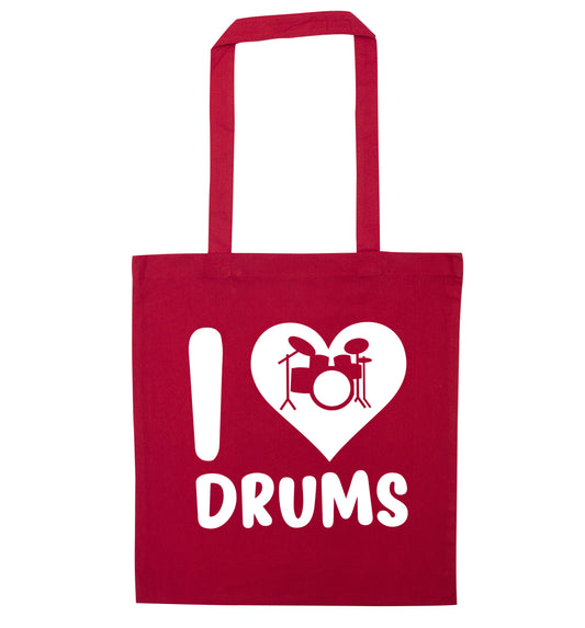 I love drums red tote bag