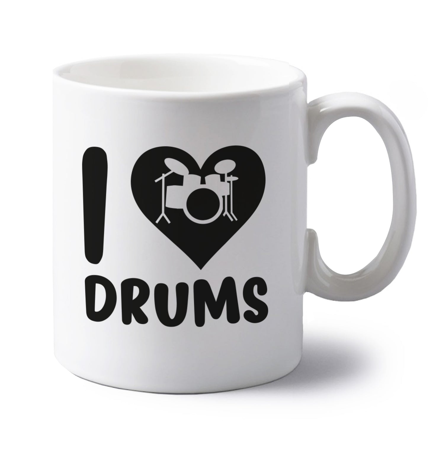 I love drums left handed white ceramic mug 