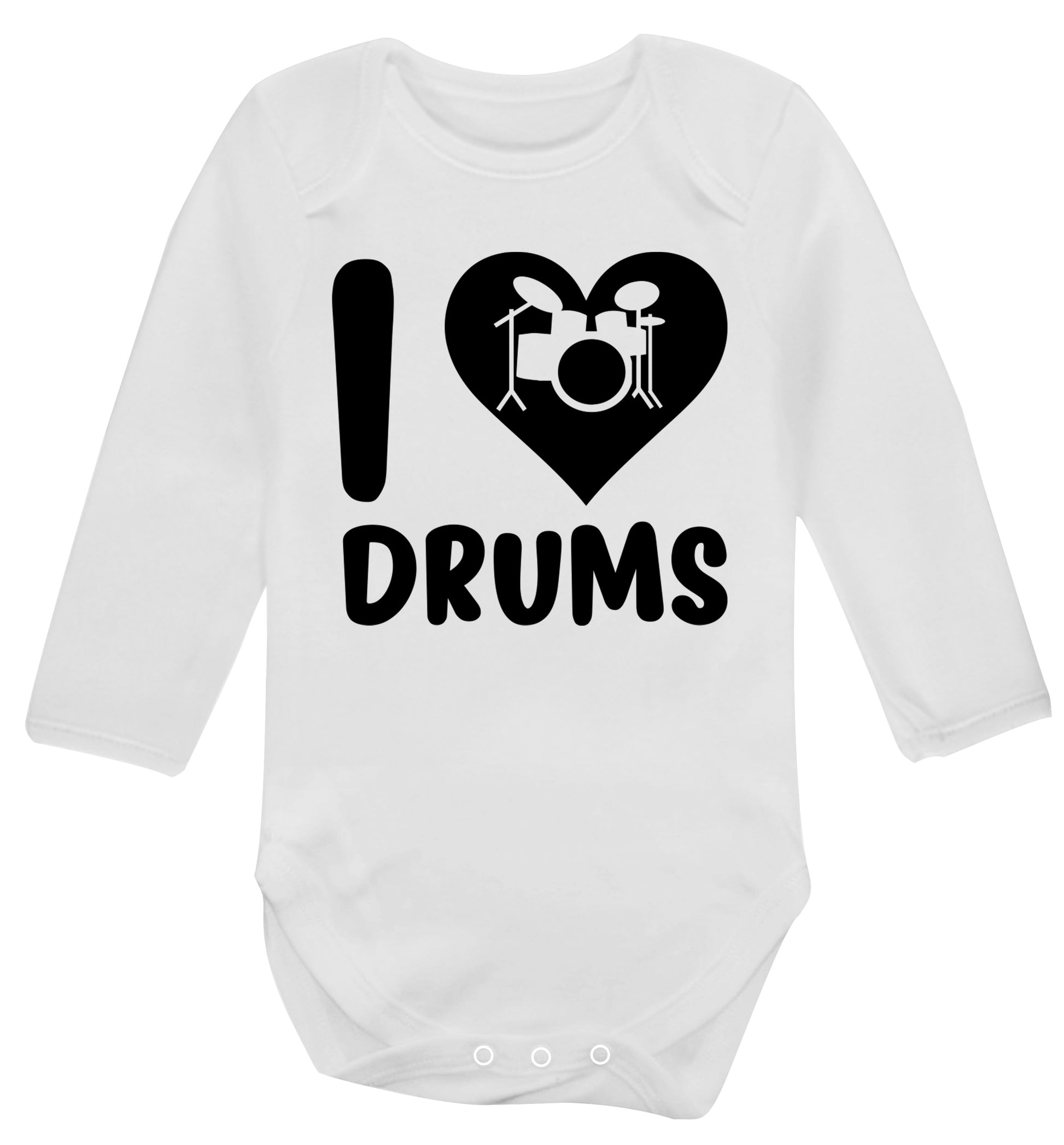 I love drums Baby Vest long sleeved white 6-12 months