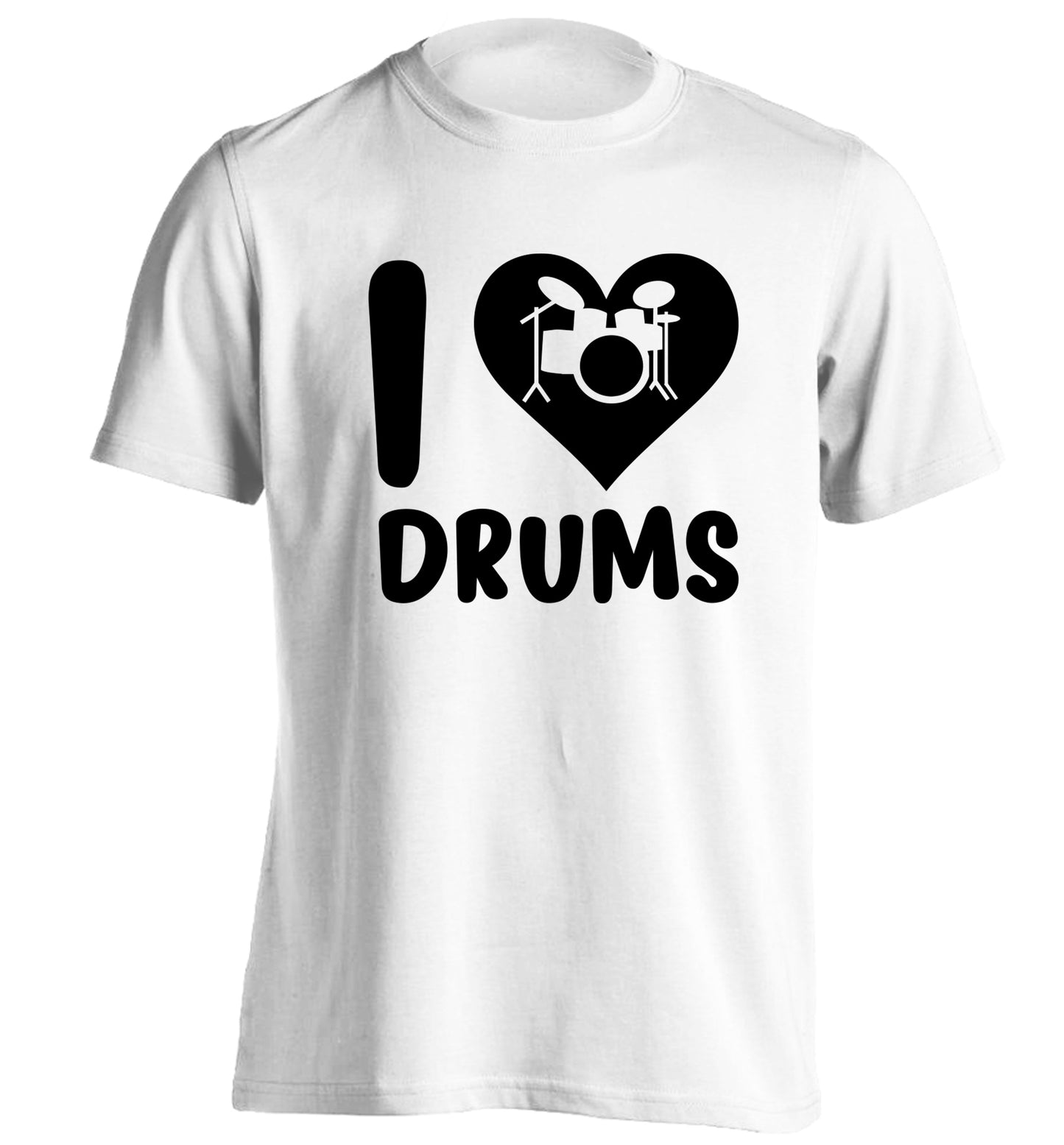 I love drums adults unisex white Tshirt 2XL