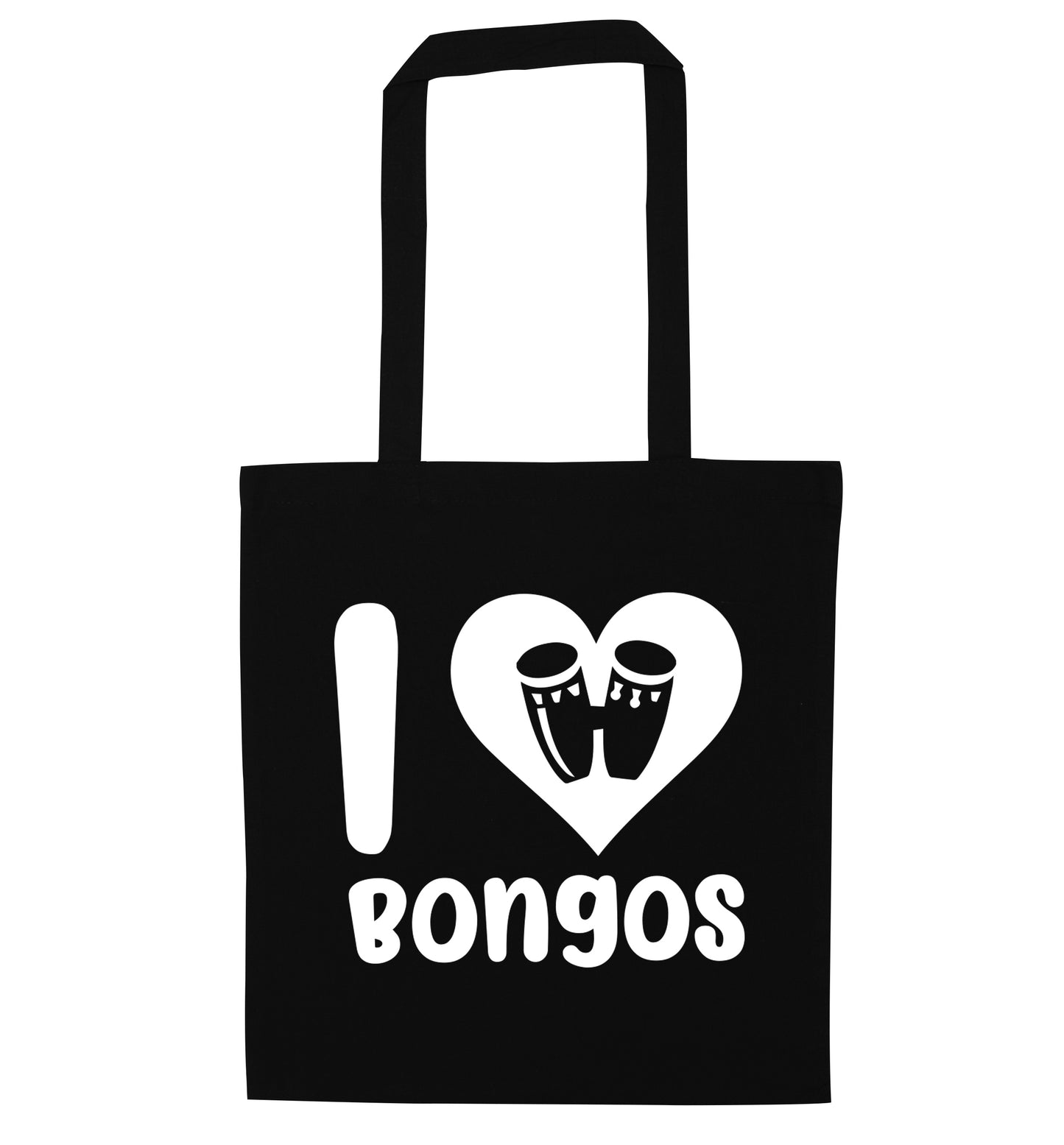 I love bongos black tote bag