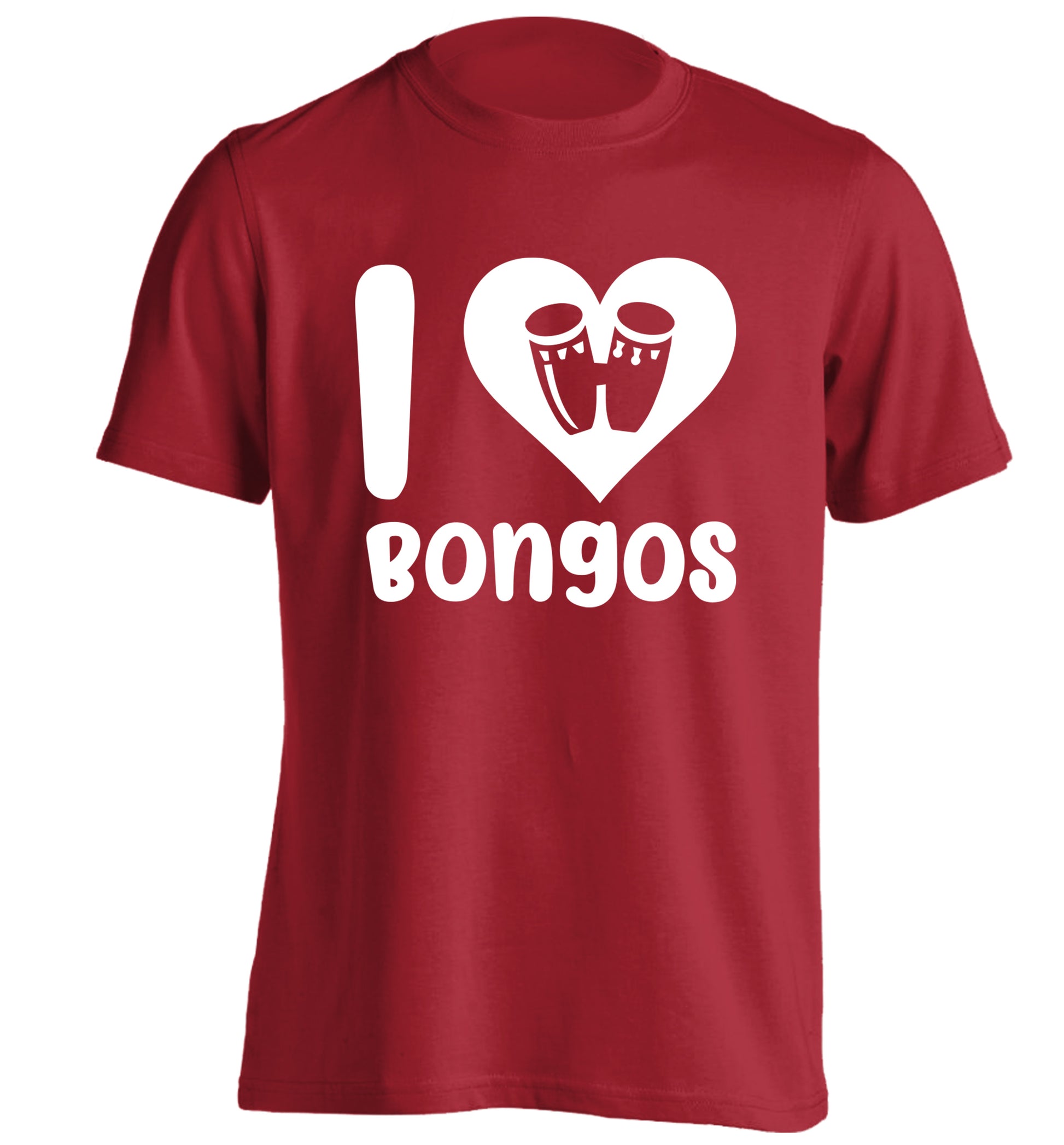 I love bongos adults unisex red Tshirt 2XL