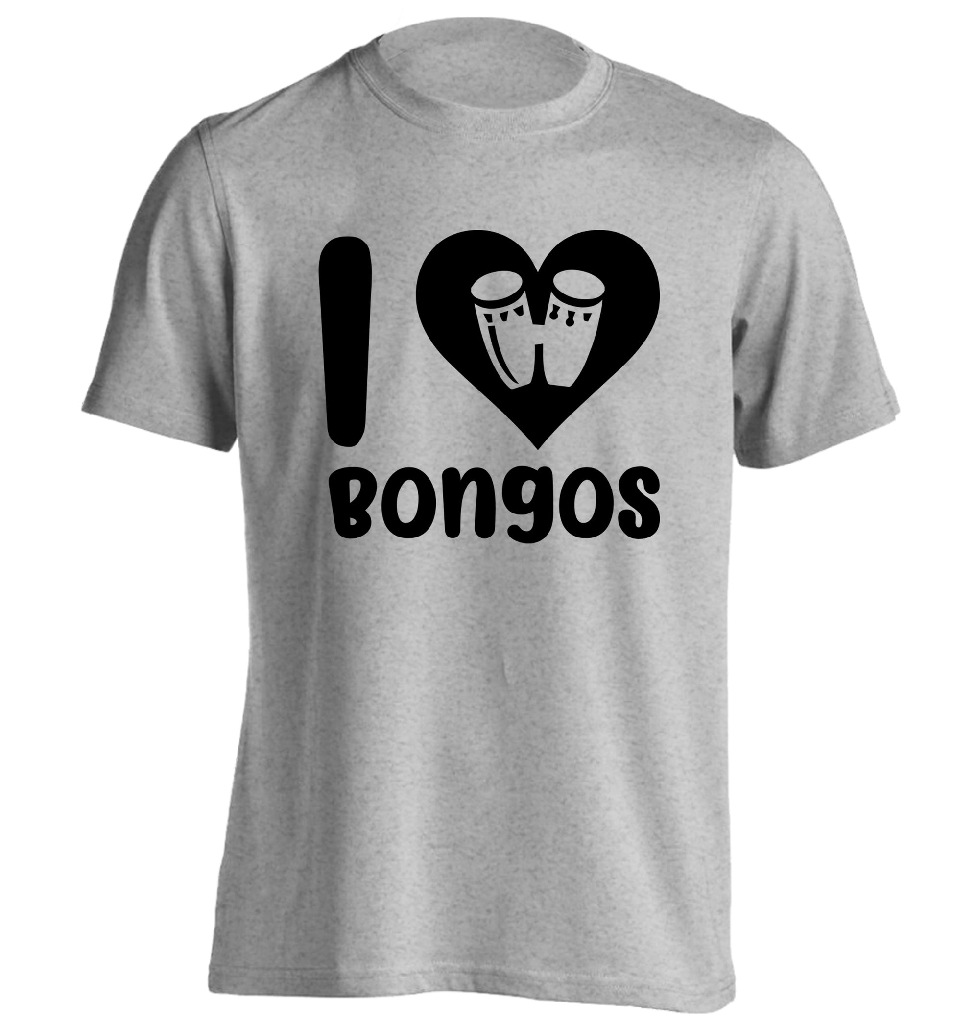 I love bongos adults unisex grey Tshirt 2XL