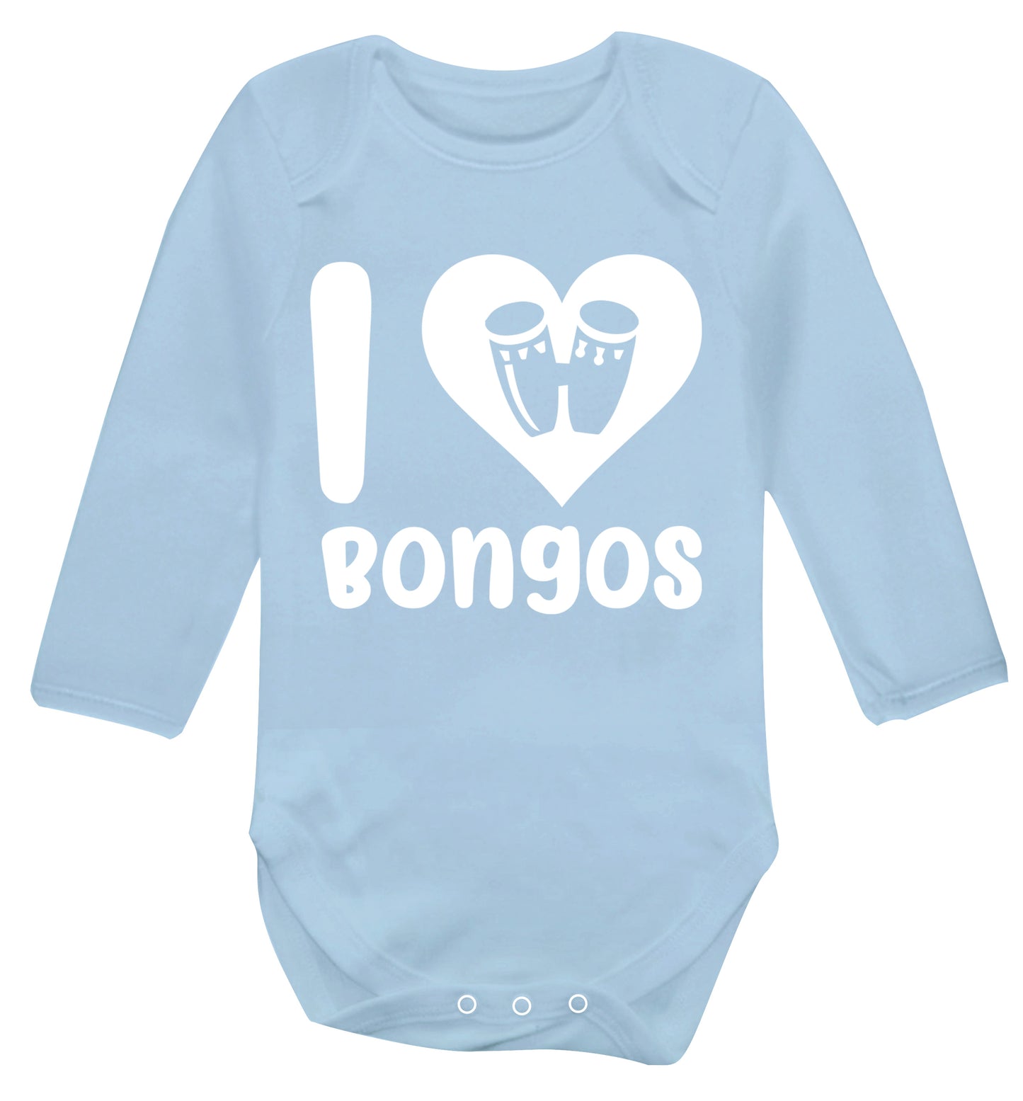 I love bongos Baby Vest long sleeved pale blue 6-12 months