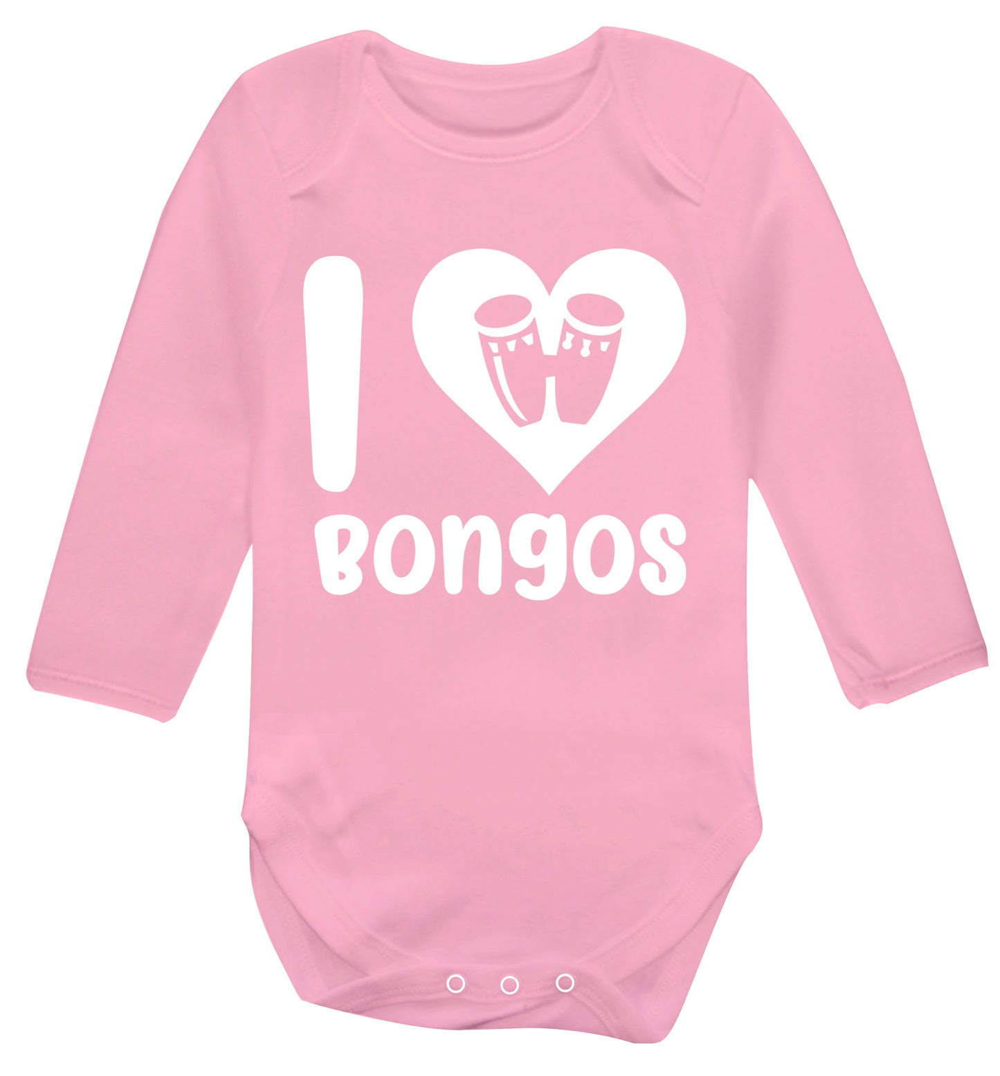 I love bongos Baby Vest long sleeved pale pink 6-12 months