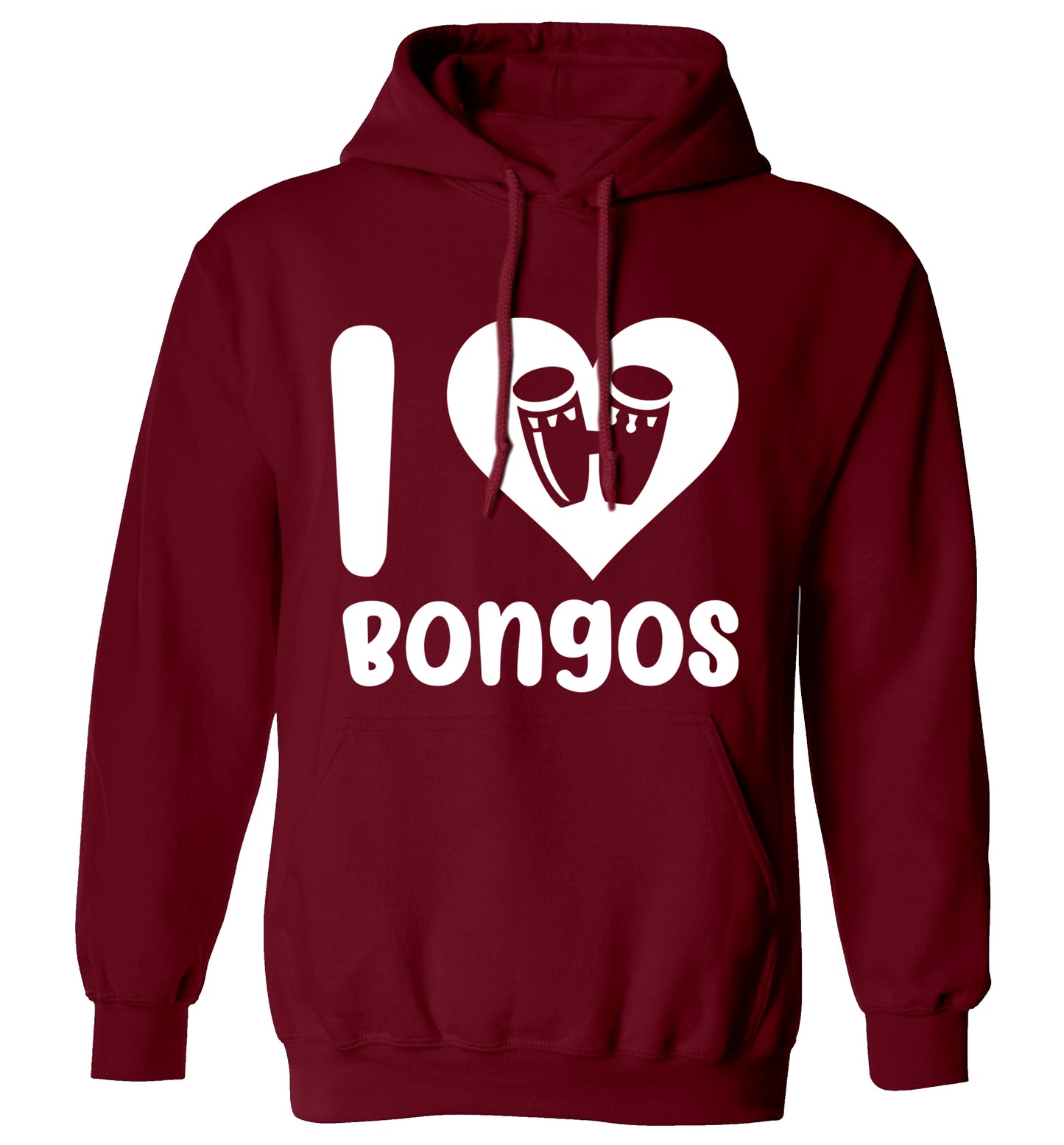 I love bongos adults unisex maroon hoodie 2XL