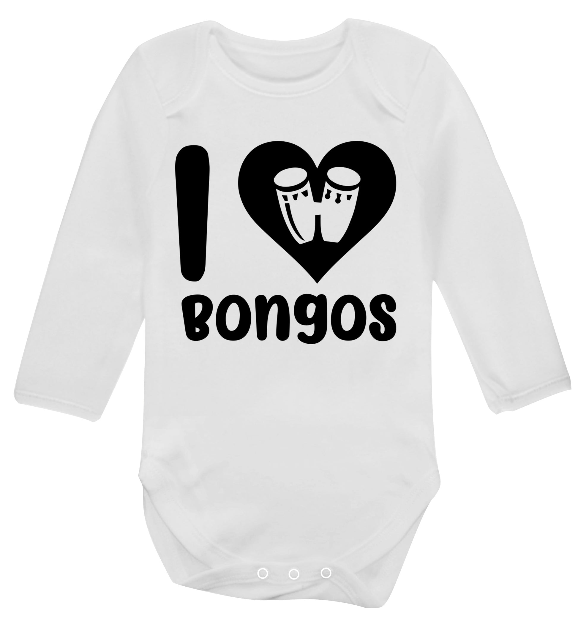 I love bongos Baby Vest long sleeved white 6-12 months