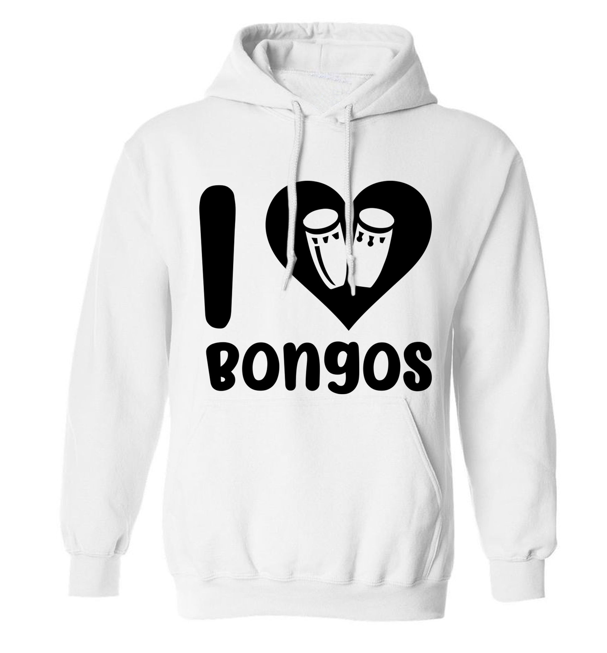 I love bongos adults unisex white hoodie 2XL