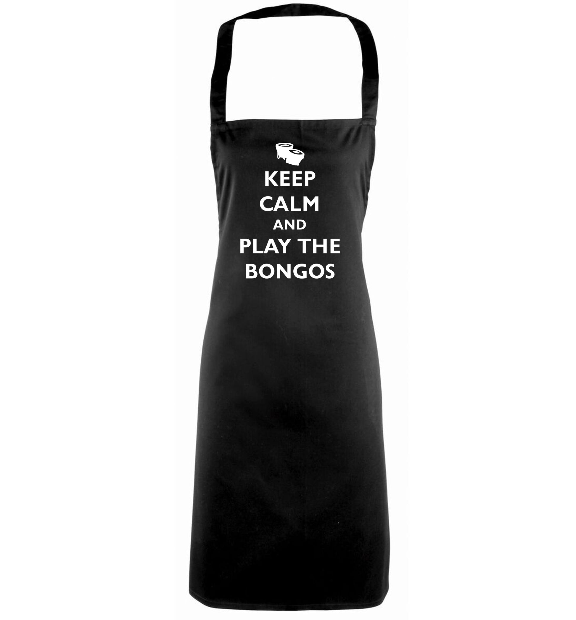 Keep calm and play the bongos black apron