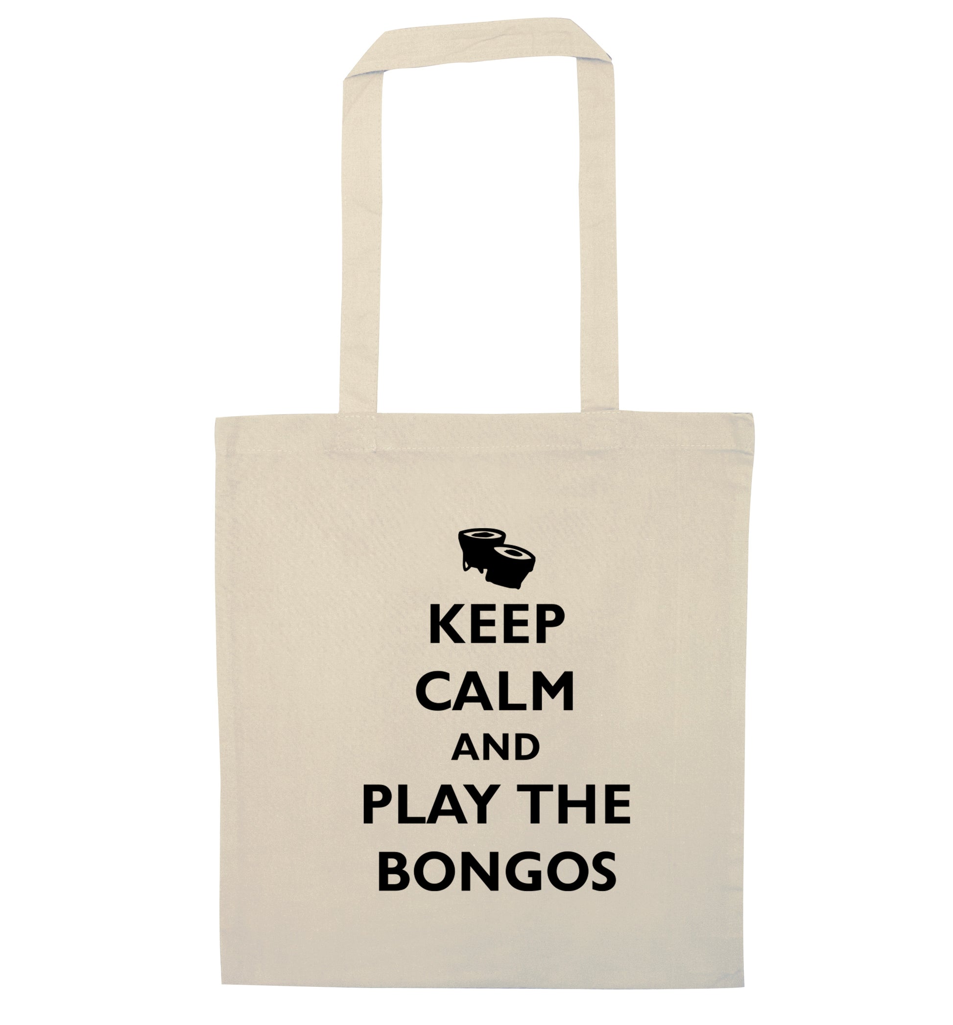 Keep calm and play the bongos natural tote bag