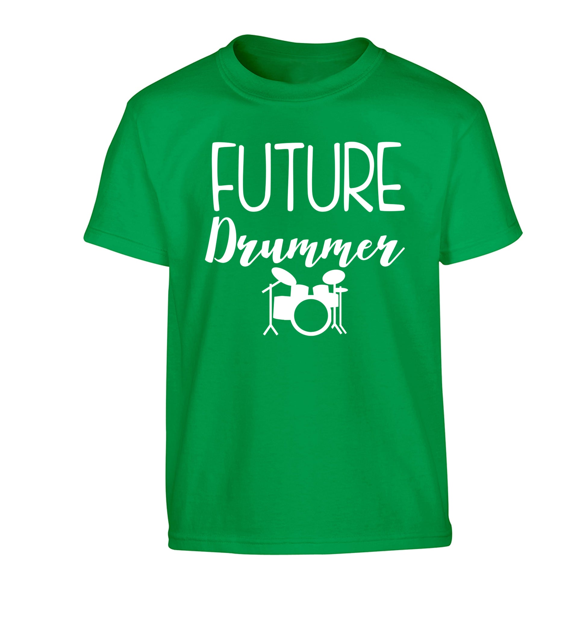 Future drummer Children's green Tshirt 12-14 Years