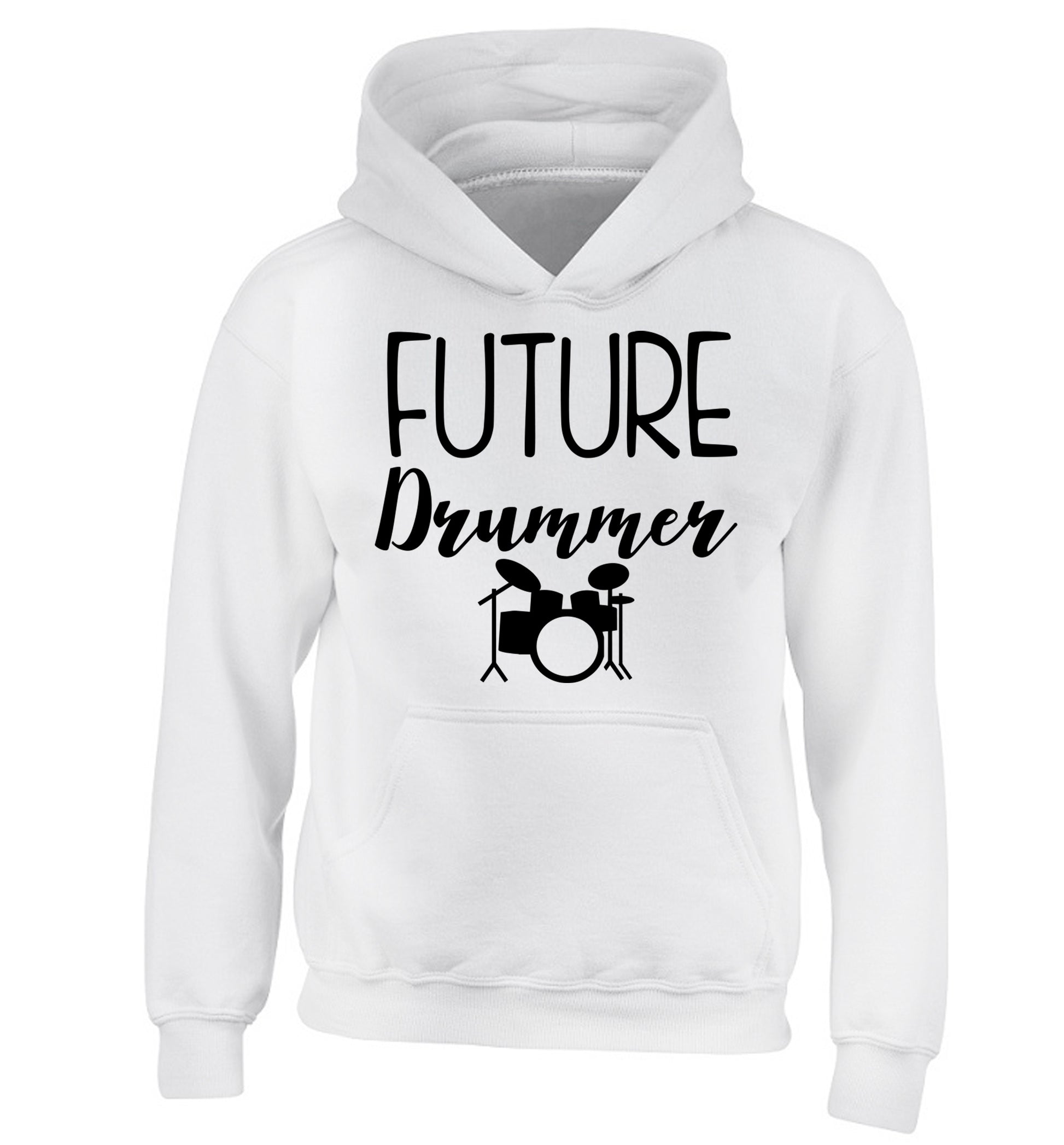 Future drummer children's white hoodie 12-14 Years