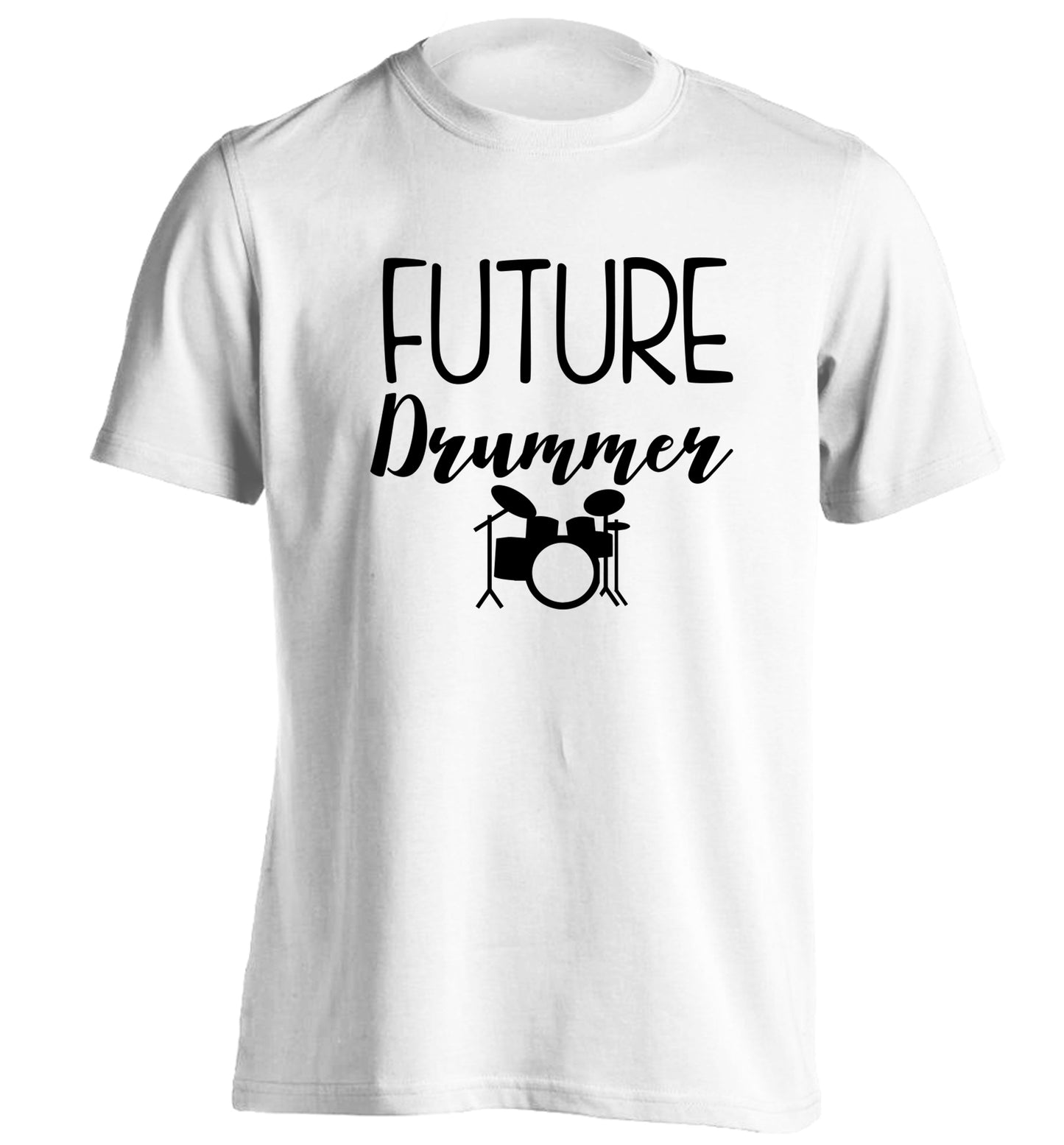 Future drummer adults unisex white Tshirt 2XL