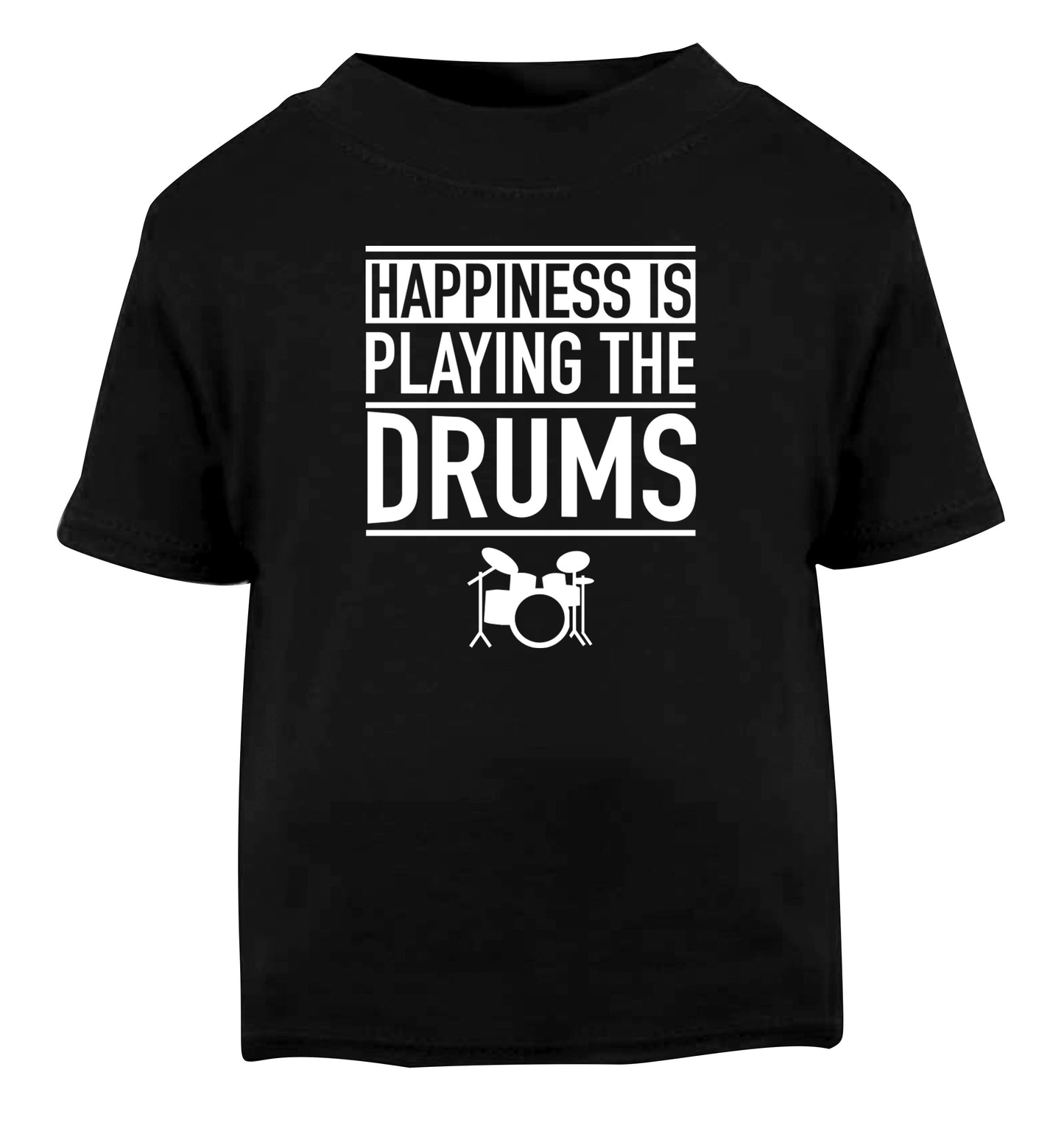 Happiness is playing the drums Black Baby Toddler Tshirt 2 years