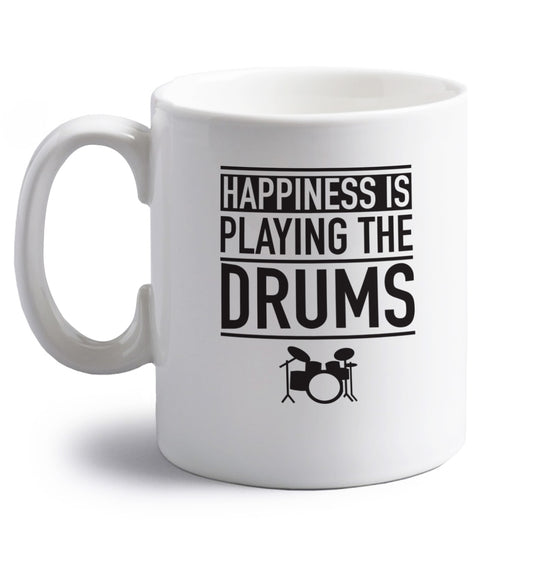 Happiness is playing the drums right handed white ceramic mug 