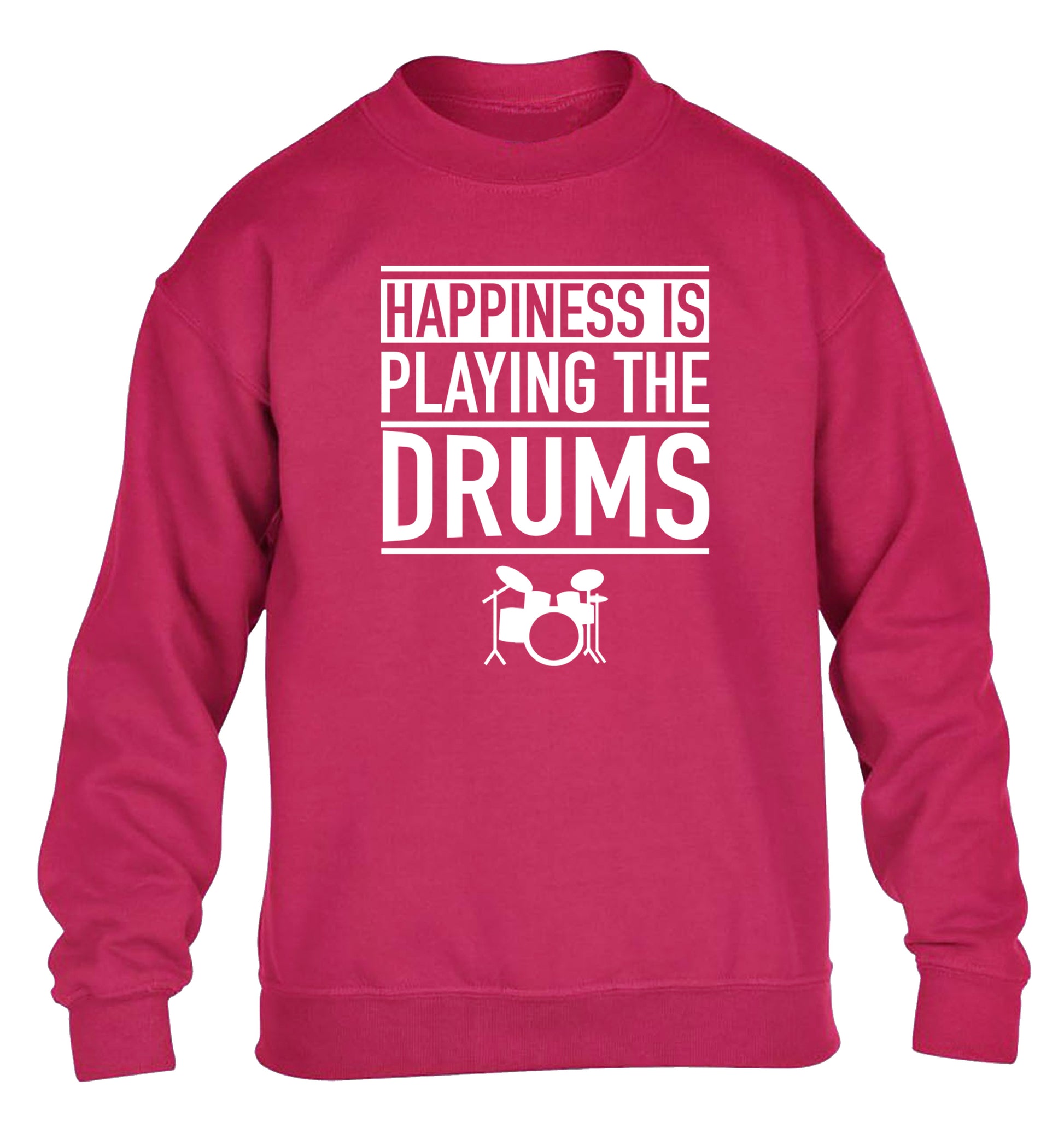 Happiness is playing the drums children's pink sweater 12-14 Years