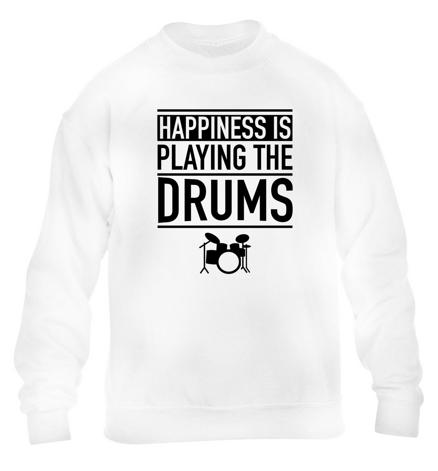 Happiness is playing the drums children's white sweater 12-14 Years