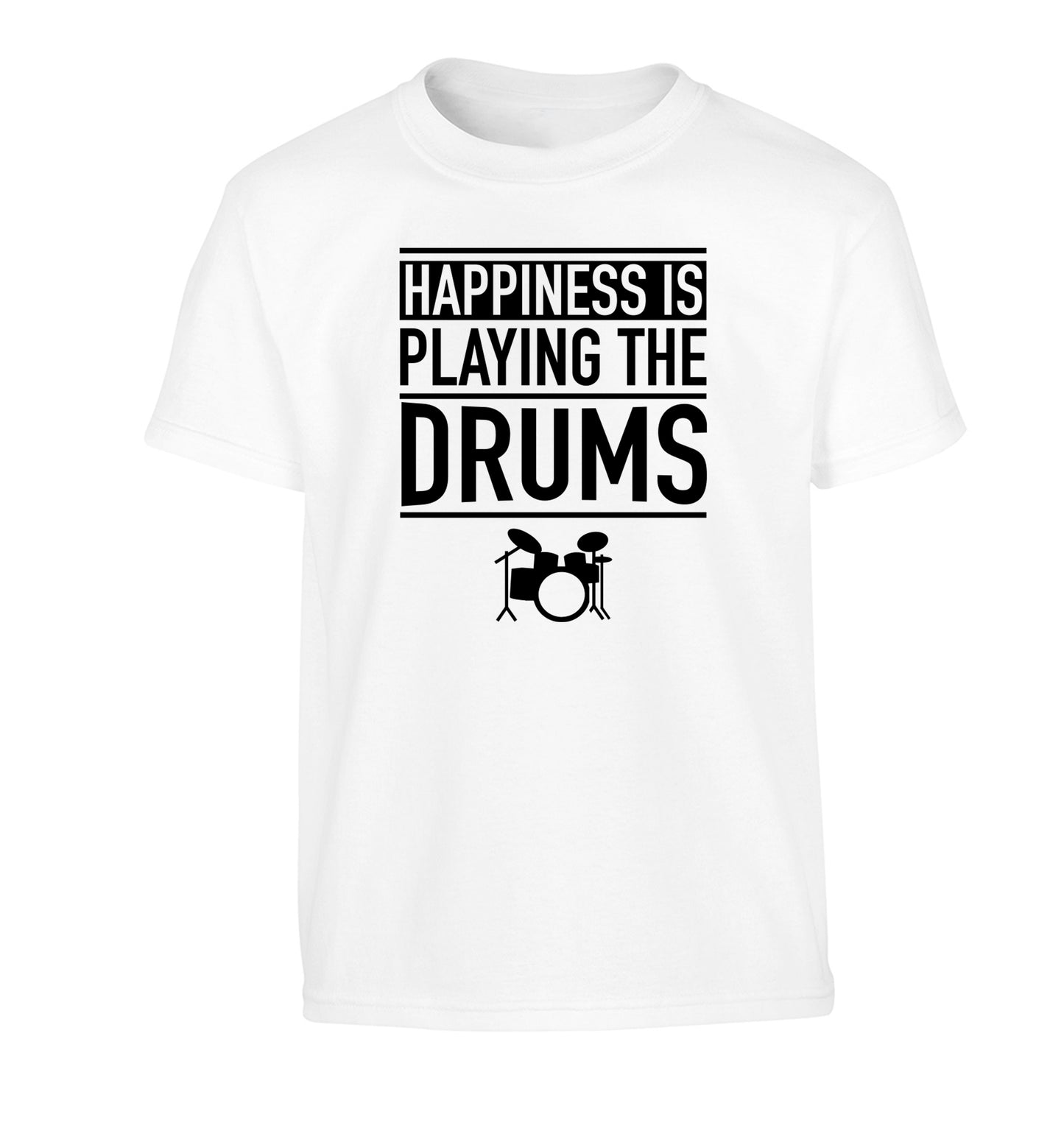 Happiness is playing the drums Children's white Tshirt 12-14 Years